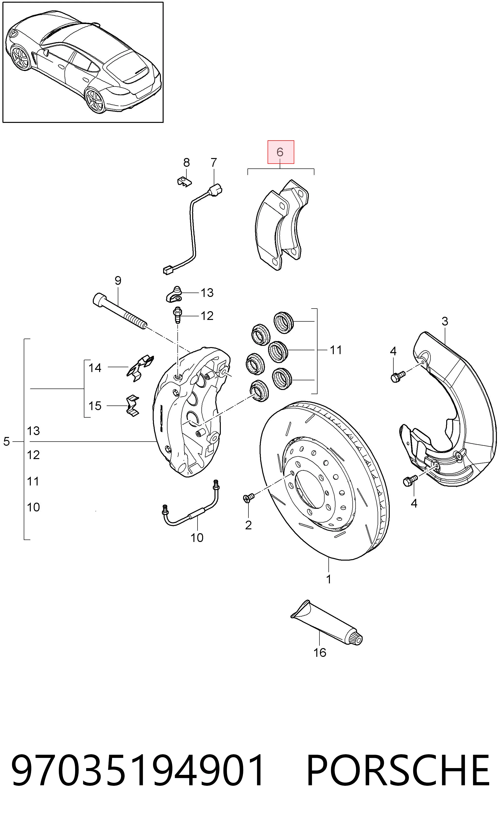 97035194901 Porsche Колодки передние
