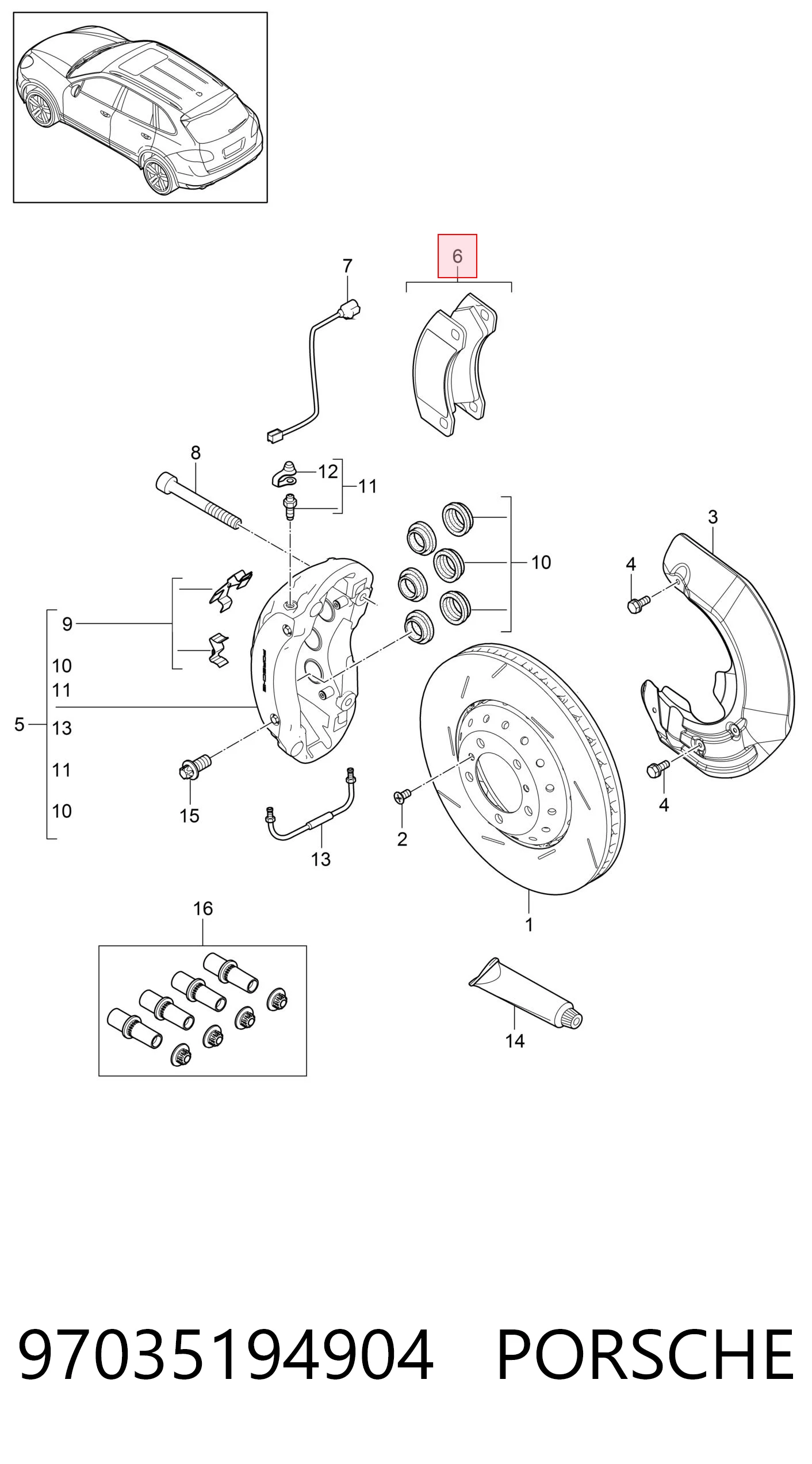 97035194904 Porsche Колодки передние