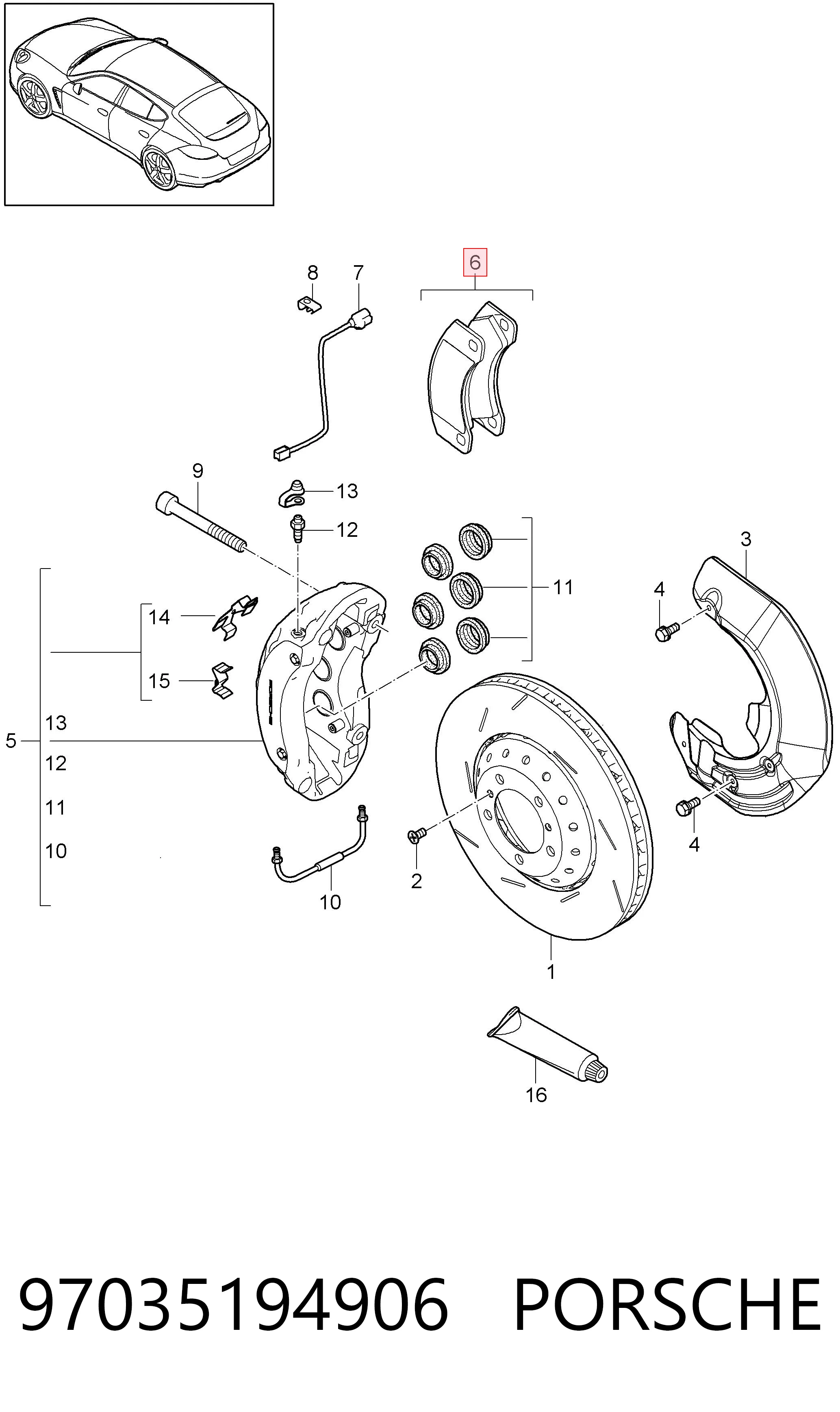97035194906 Porsche Колодки передние