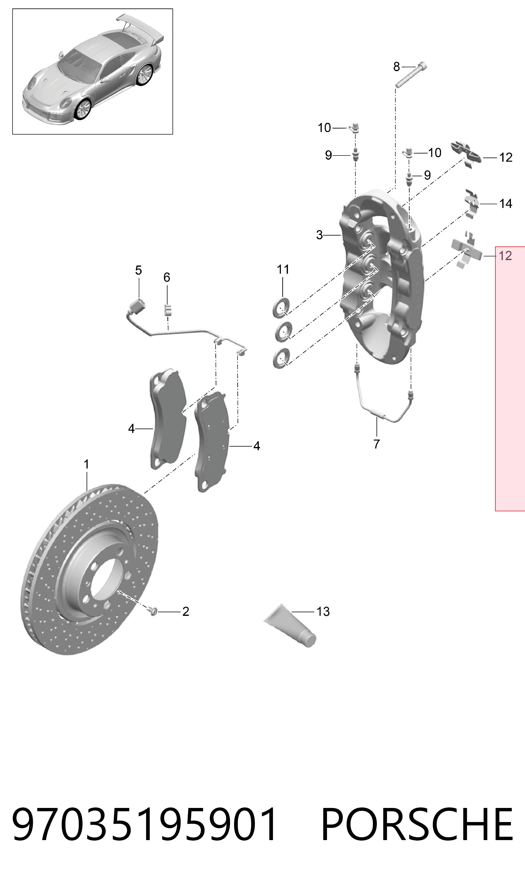 97035195901 Porsche Пружинная защелка суппорта