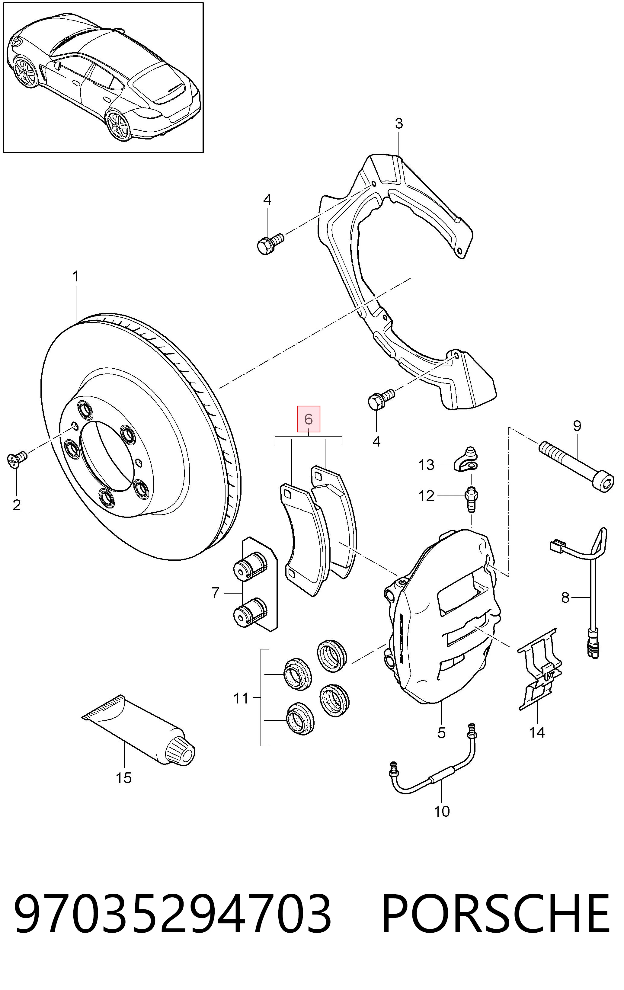97035294703 Porsche Колодки тормозные дисковые комплект
