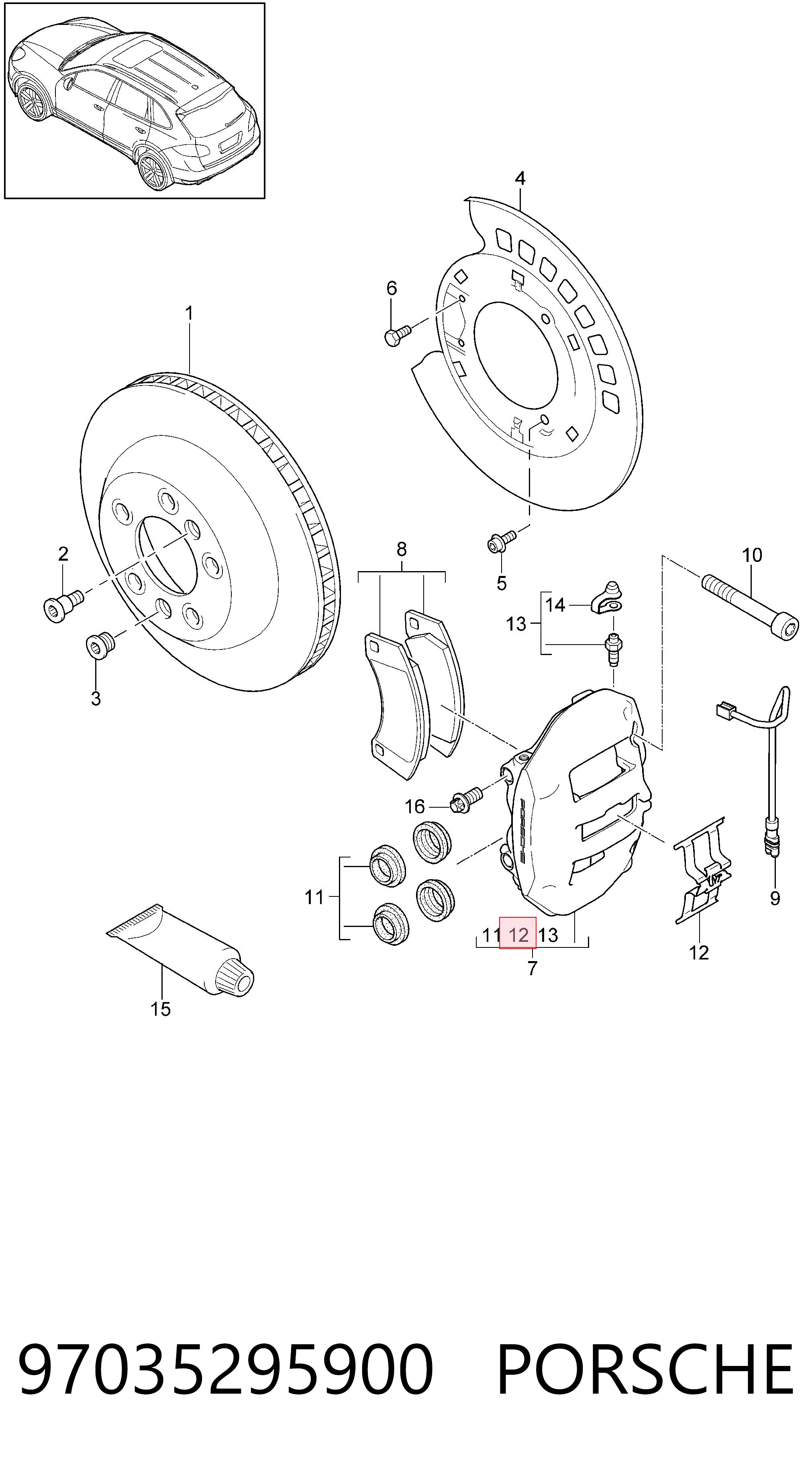 97035295900 Porsche Пружинная защелка суппорта