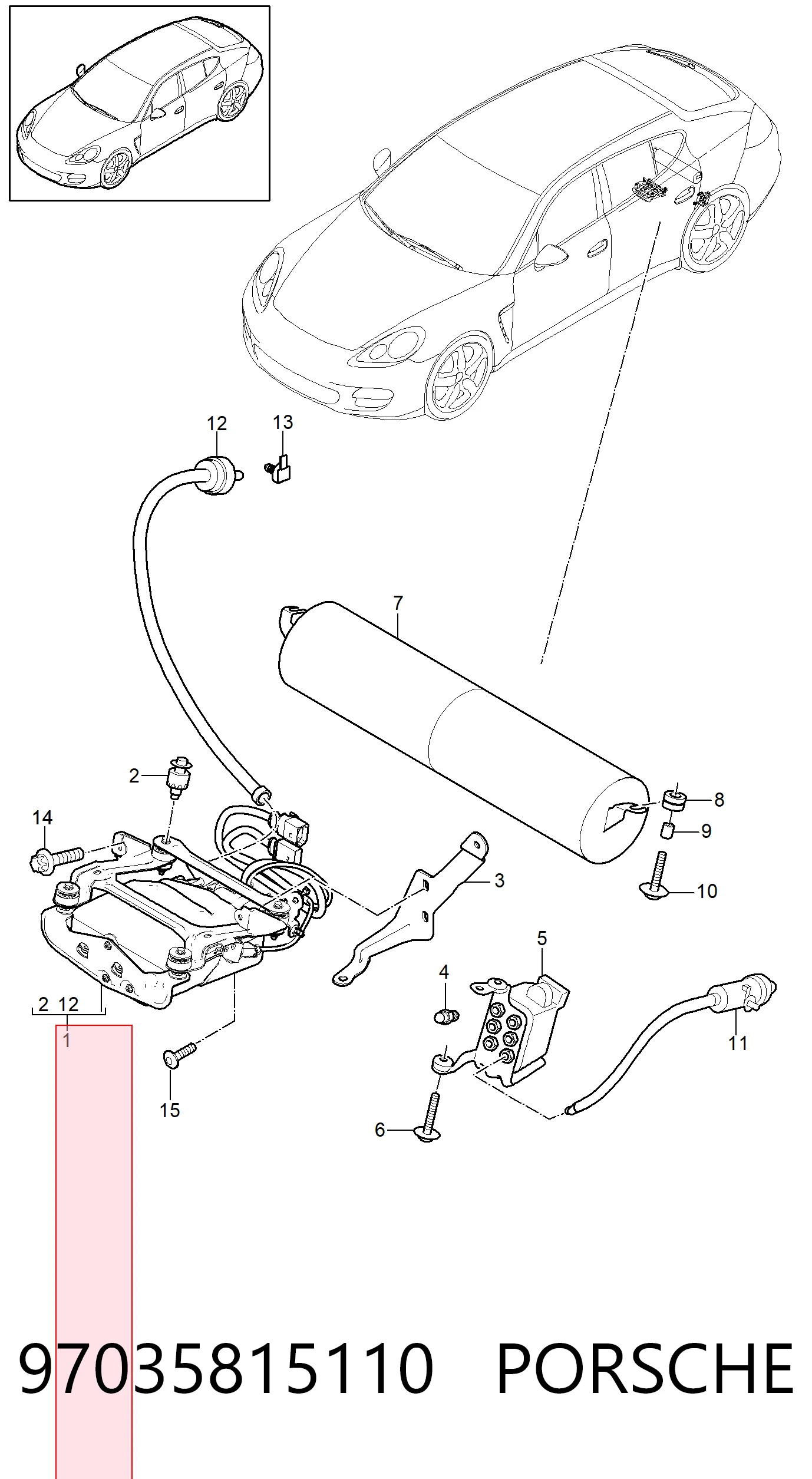 Насос пневматической системы кузова Porsche 97035815110 цена, от 592.55 USD