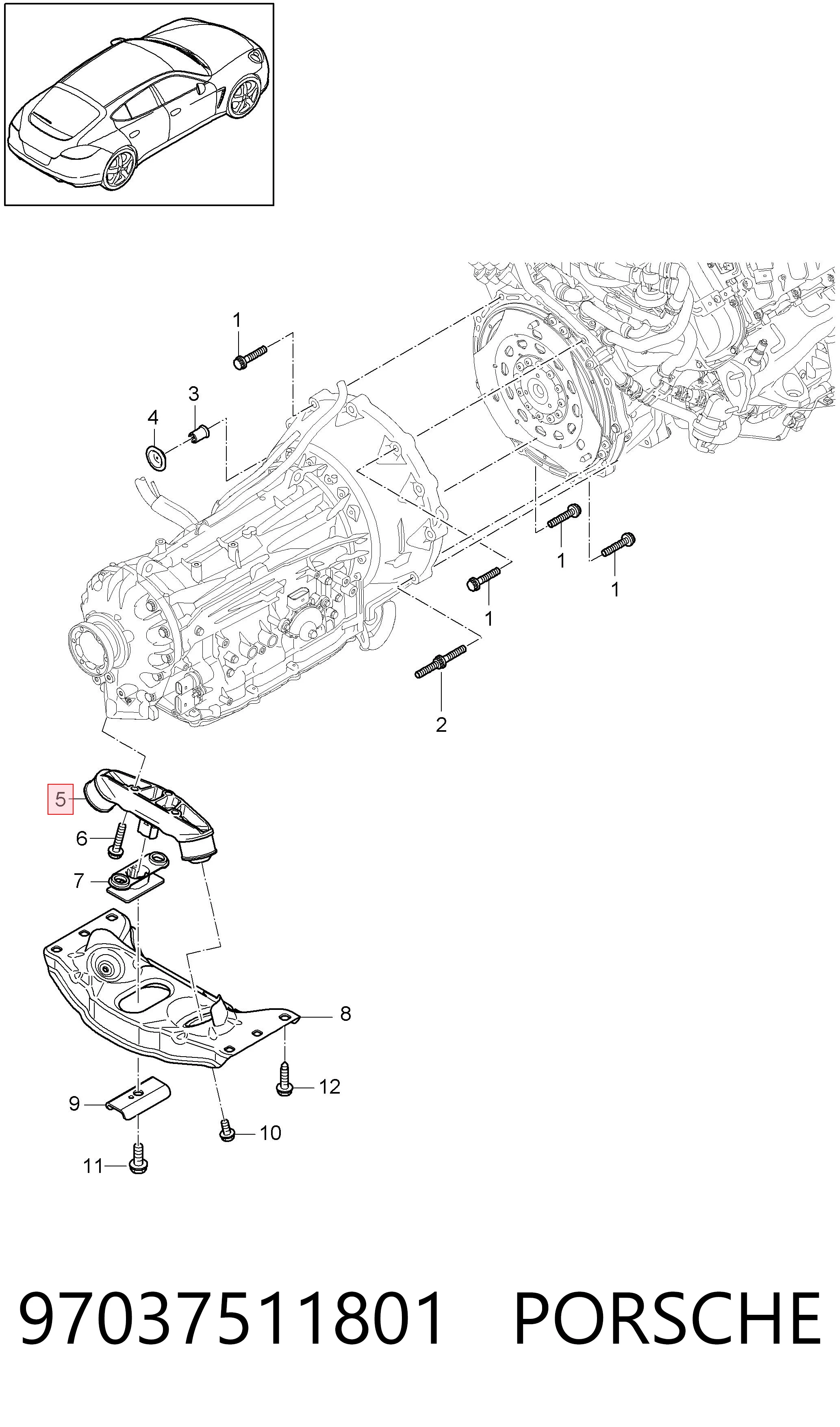 97037511801 Porsche Опора КПП