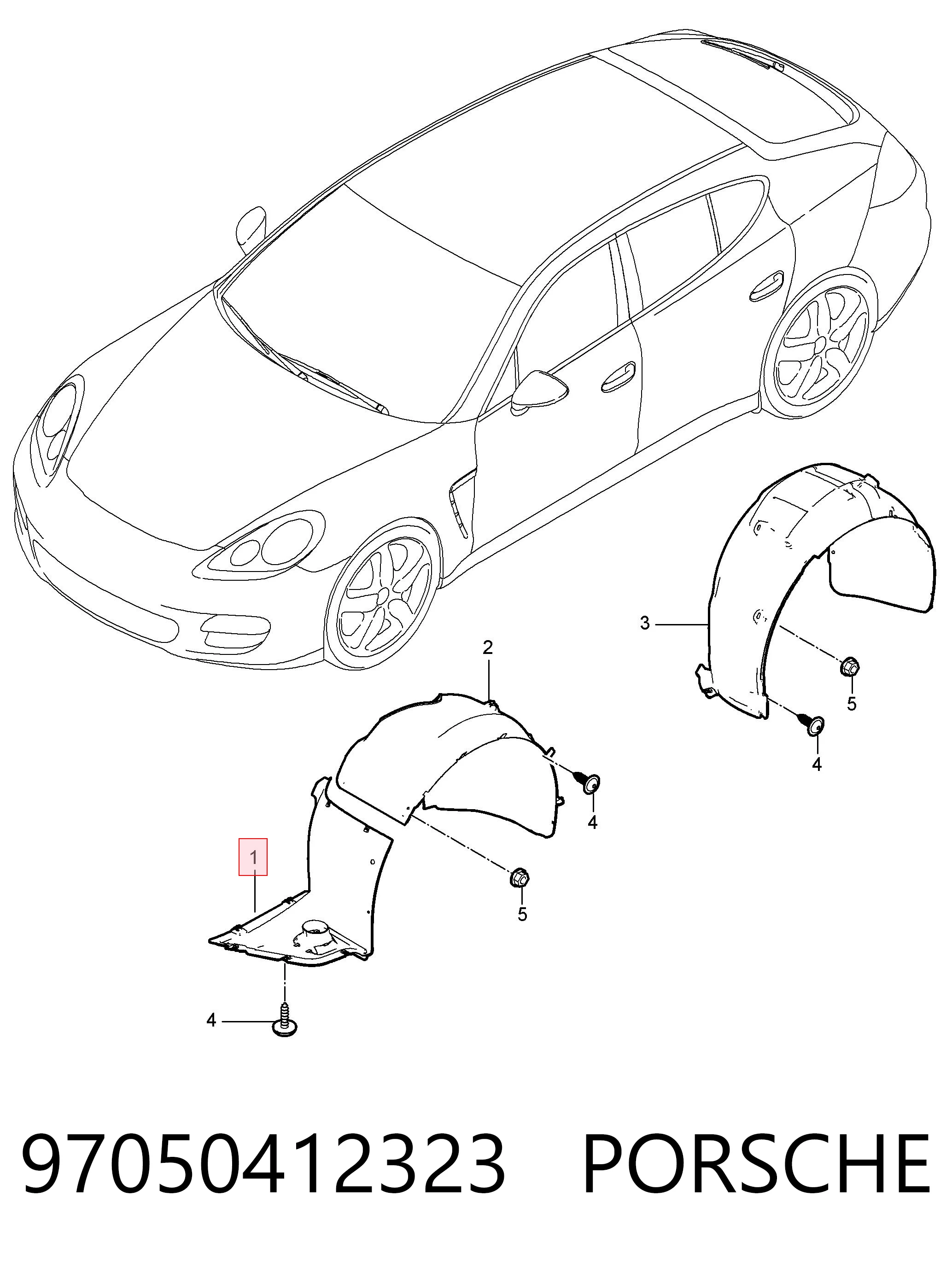 97050412323 Porsche Подкрылок крыла переднего левый