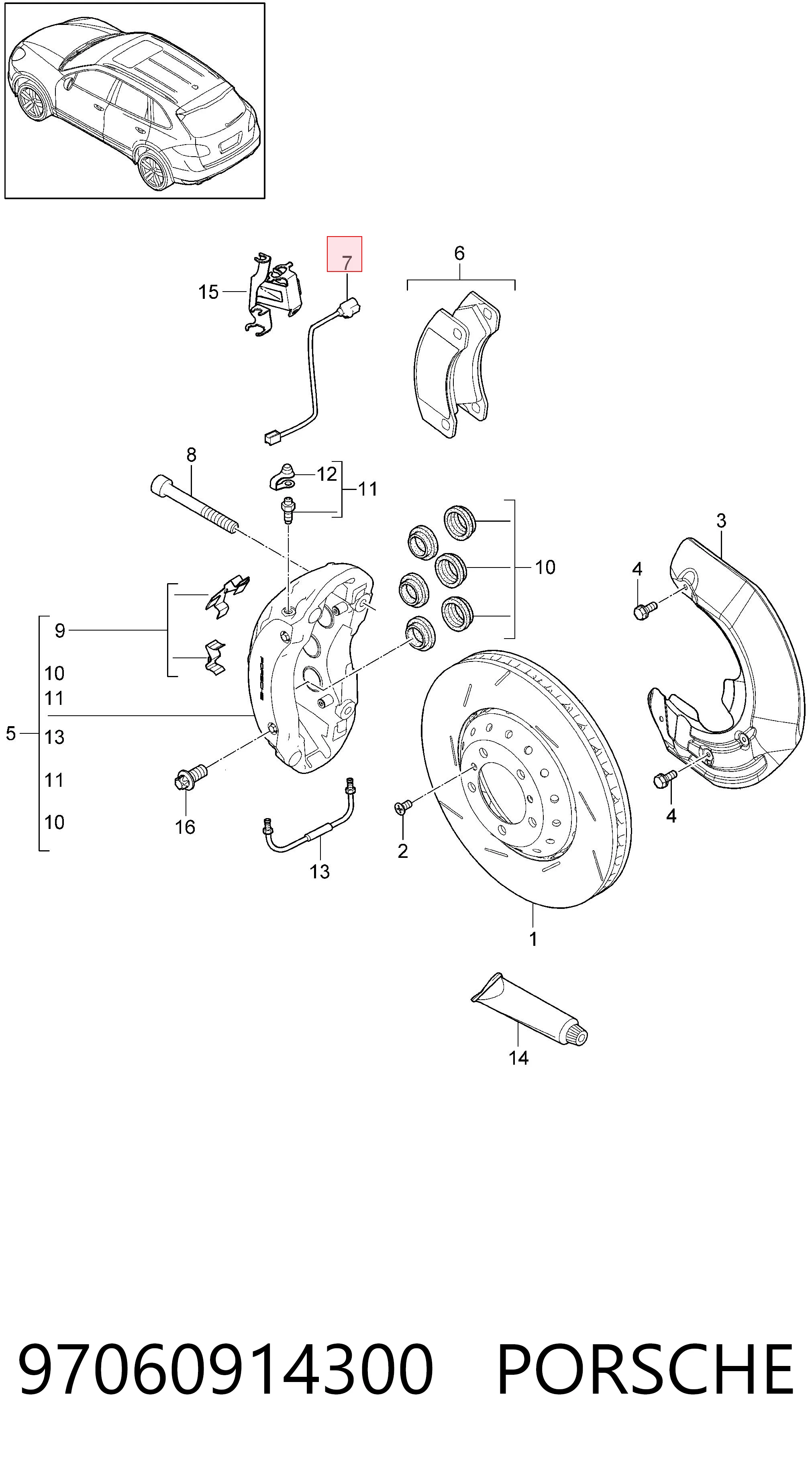 97060914300 Porsche Датчик износа тормозных колодок