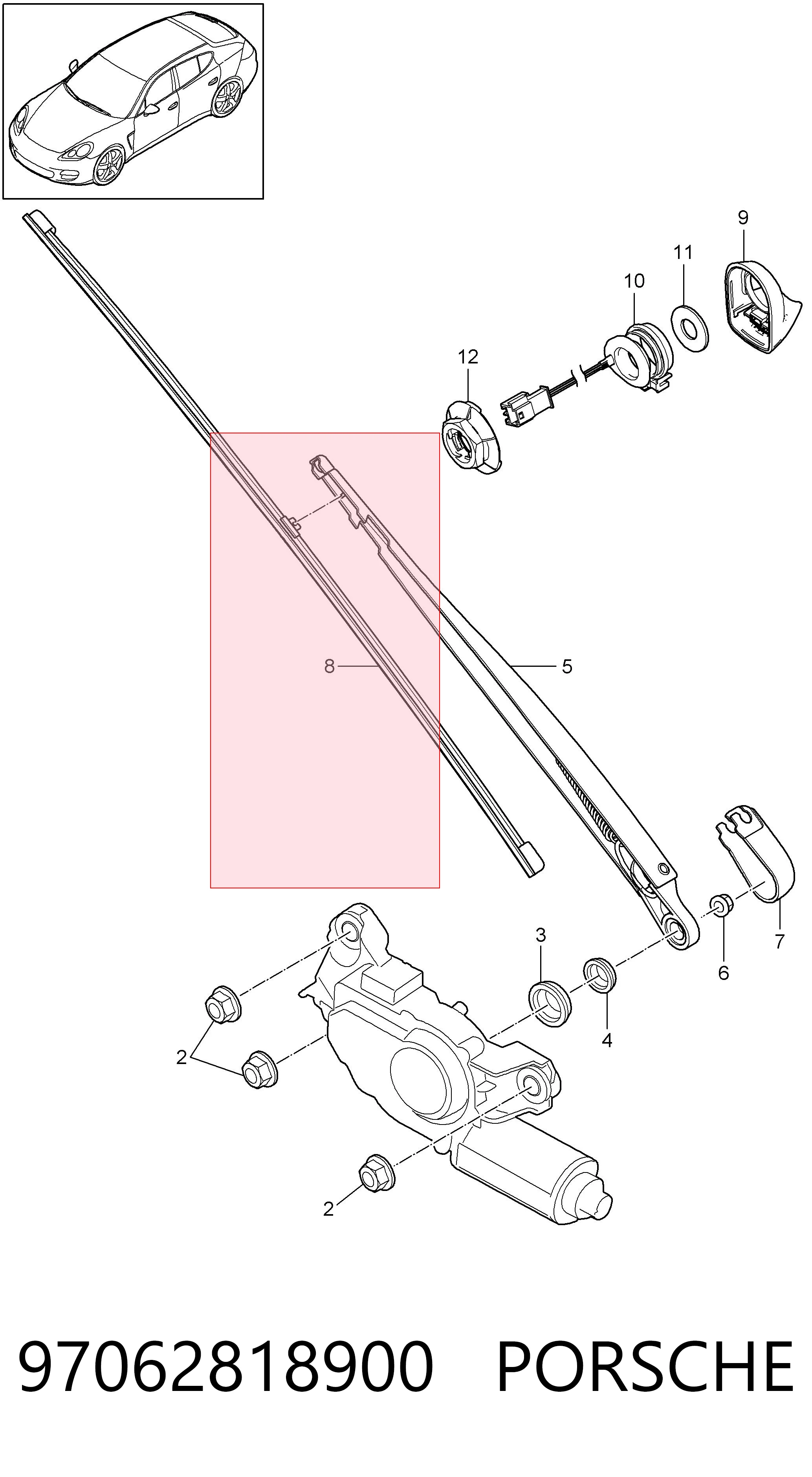 97062818900 Porsche Щетка заднего стеклоочистителя