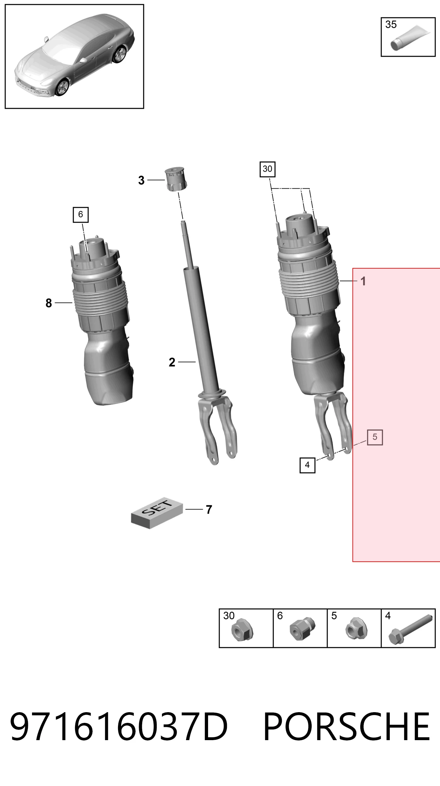 971616037D Porsche Амортизатор передний левый