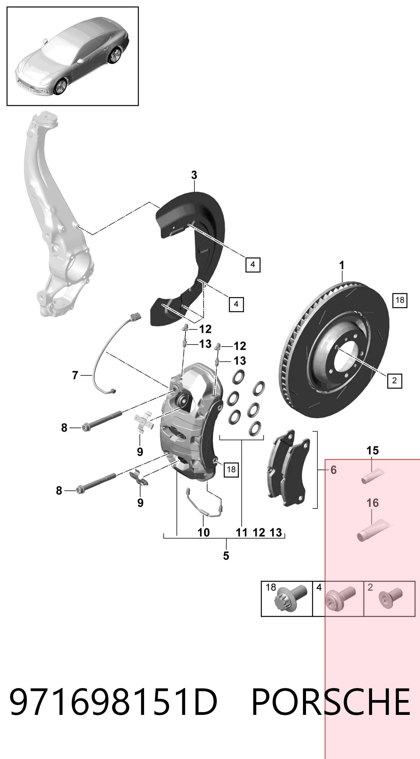 971698151D Porsche Колодки передние