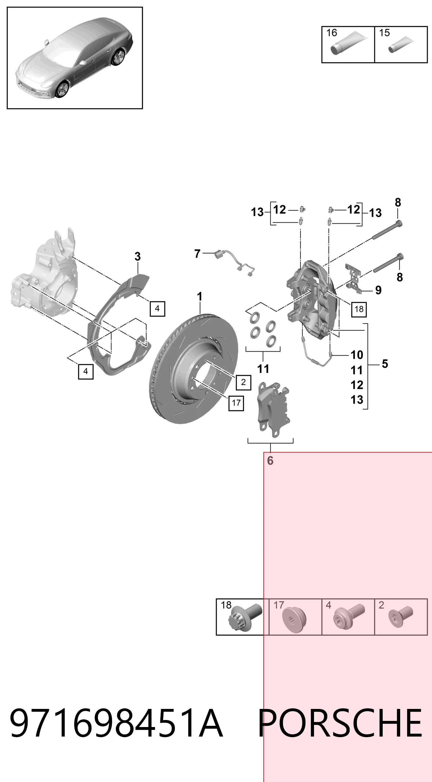 971698451A Porsche Колодки тормозные дисковые комплект