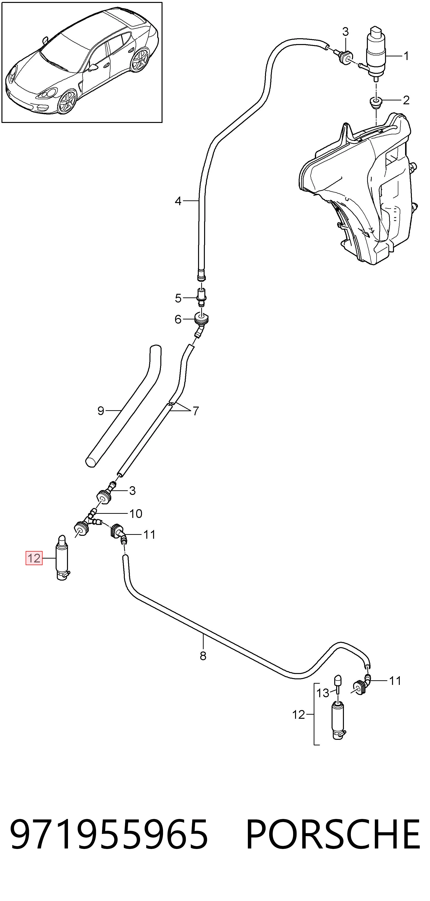 971955965 Porsche Сопло омывателя фары передней