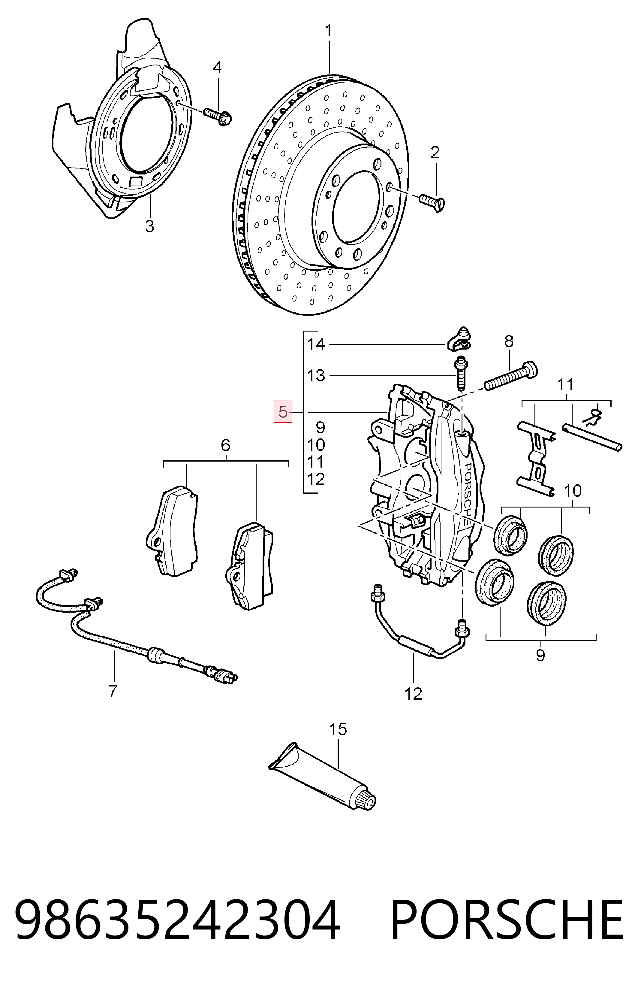 Тормозной суппорт задний левый на Porsche Boxster  987