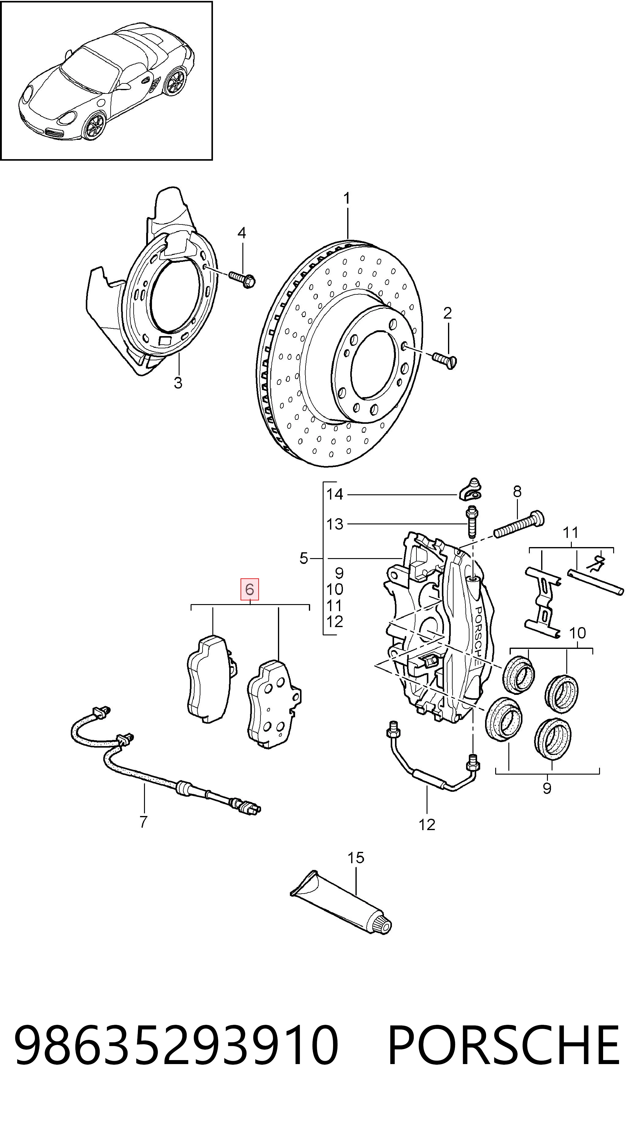 98635293910 Porsche Колодки тормозные дисковые комплект