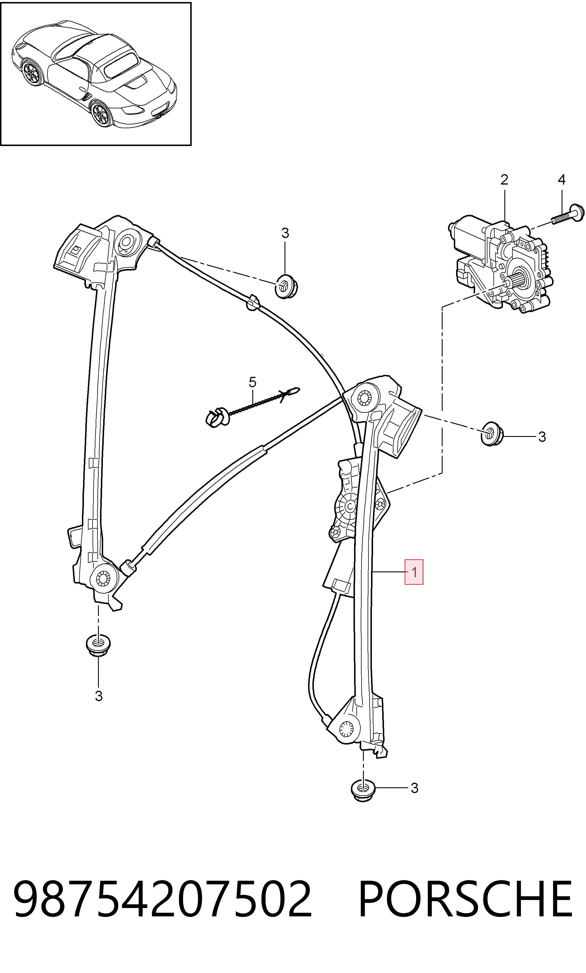 Механизм стеклоподъемника водительской двери Porsche 911 Targa кабриолет (997) (2006 - 2012) цена, от 129.23 USD