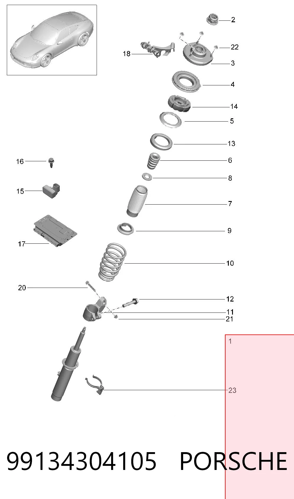 99134304105 Porsche Стойка передняя