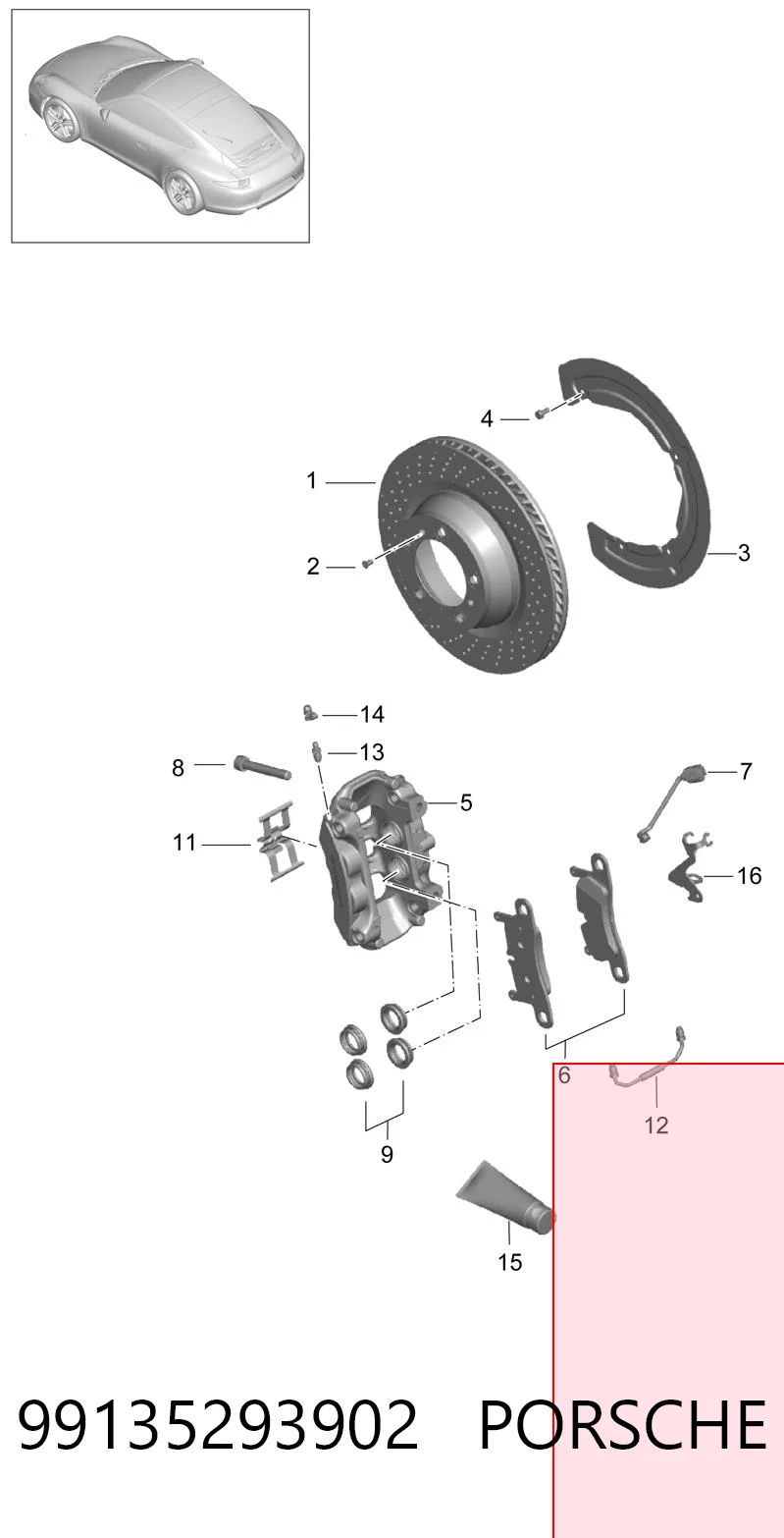 99135293902 Porsche Колодки тормозные дисковые комплект