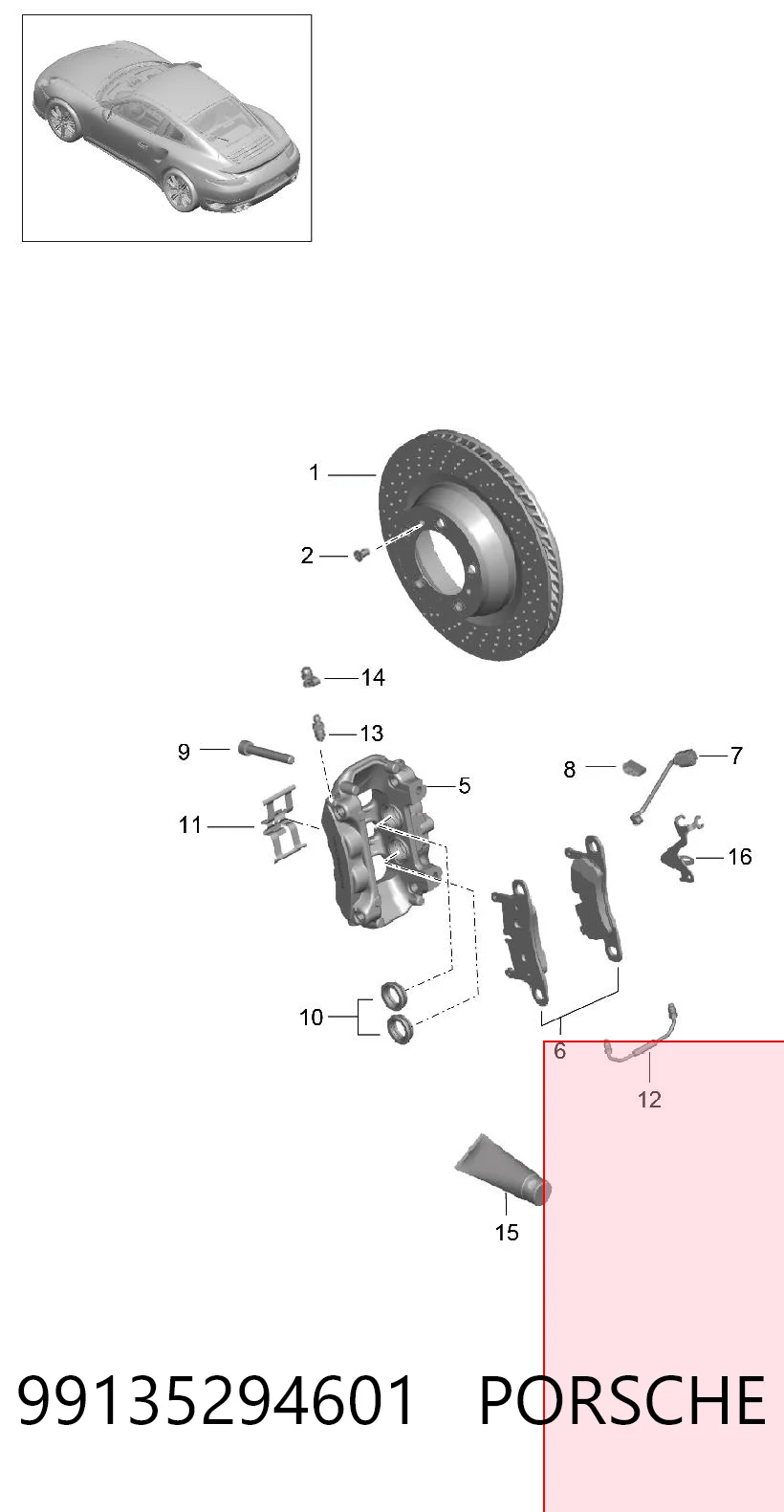 99135294601 Porsche Колодки тормозные дисковые комплект