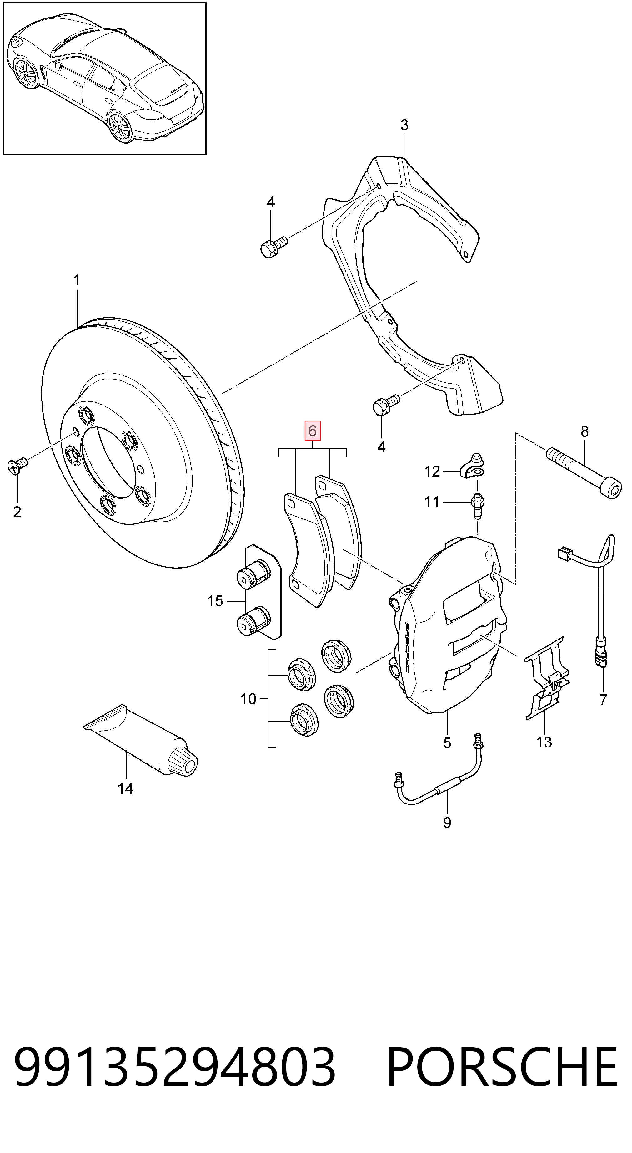 99135294803 Porsche Колодки тормозные дисковые комплект
