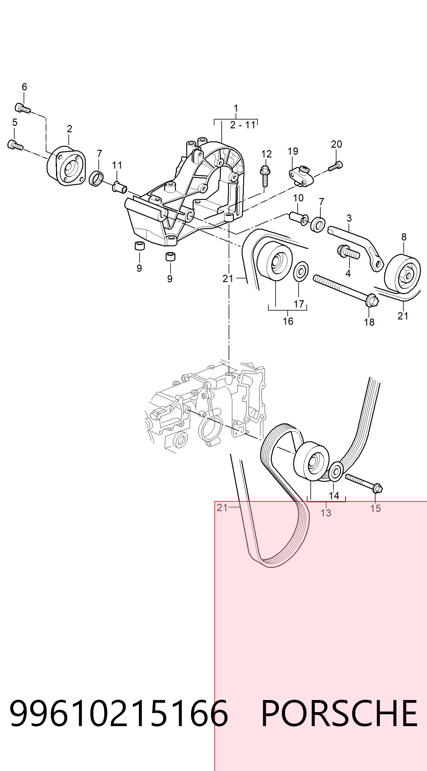 99610215166 Porsche Поликлиновый ремень