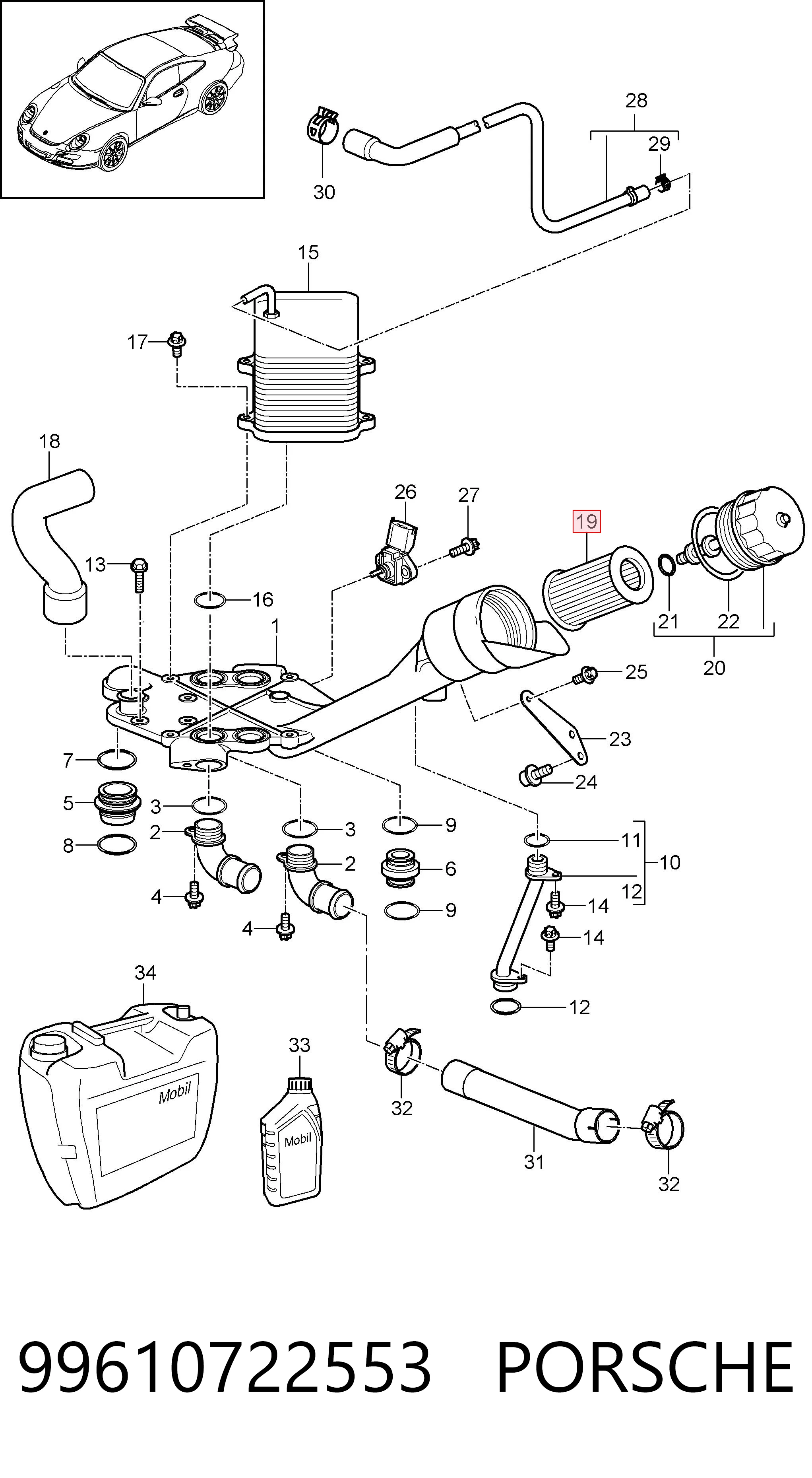 99610722553 Porsche Масляный фильтр двигателя