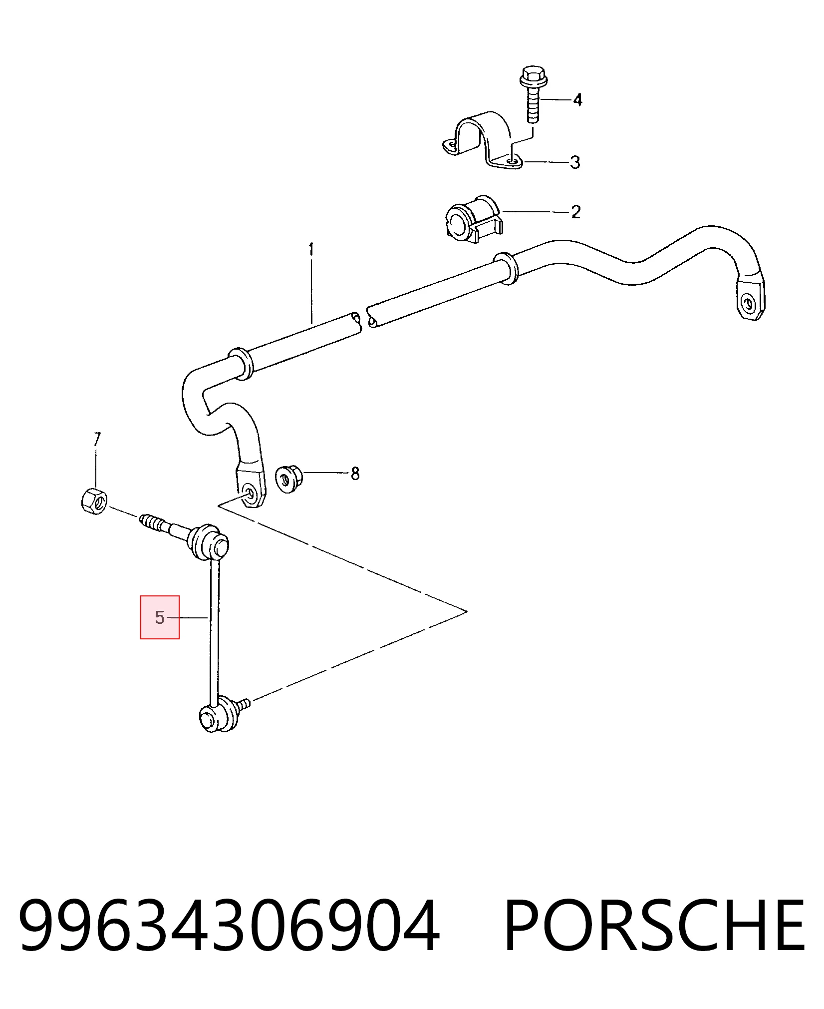 99634306904 Porsche Тяжка стабилизатора, переднего, левая
