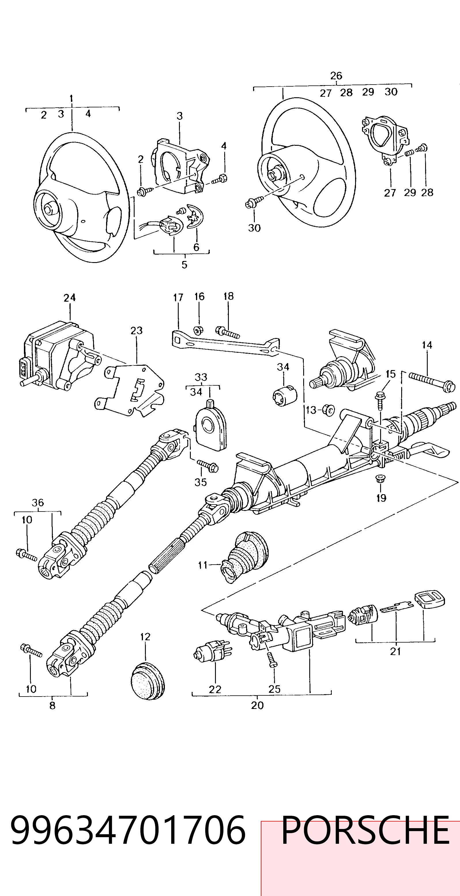99634701706 Porsche Концевой выключатель замка зажигания