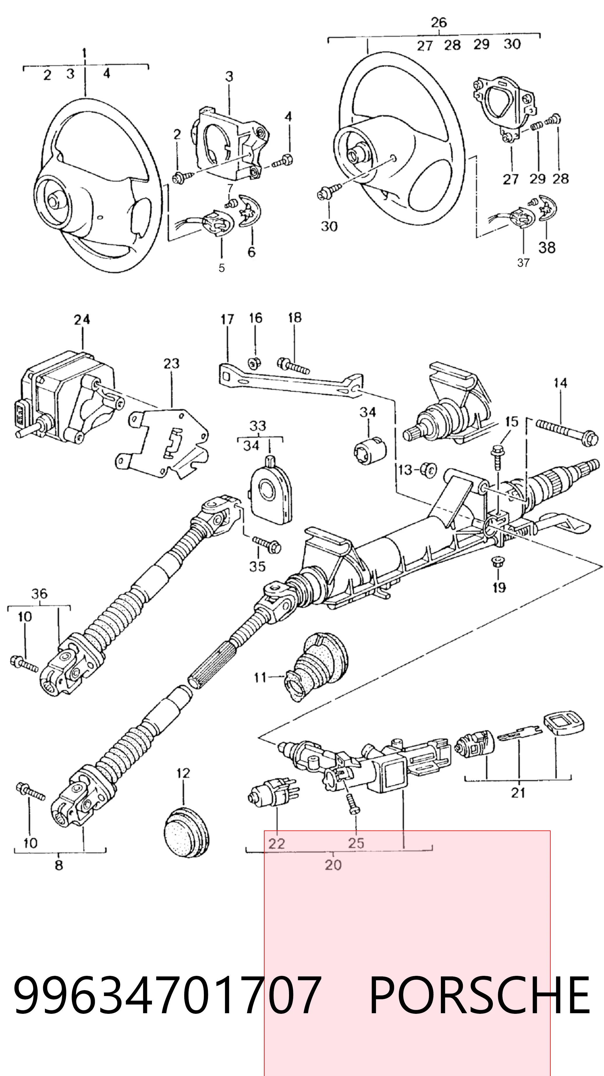99634701707 Porsche Концевой выключатель замка зажигания