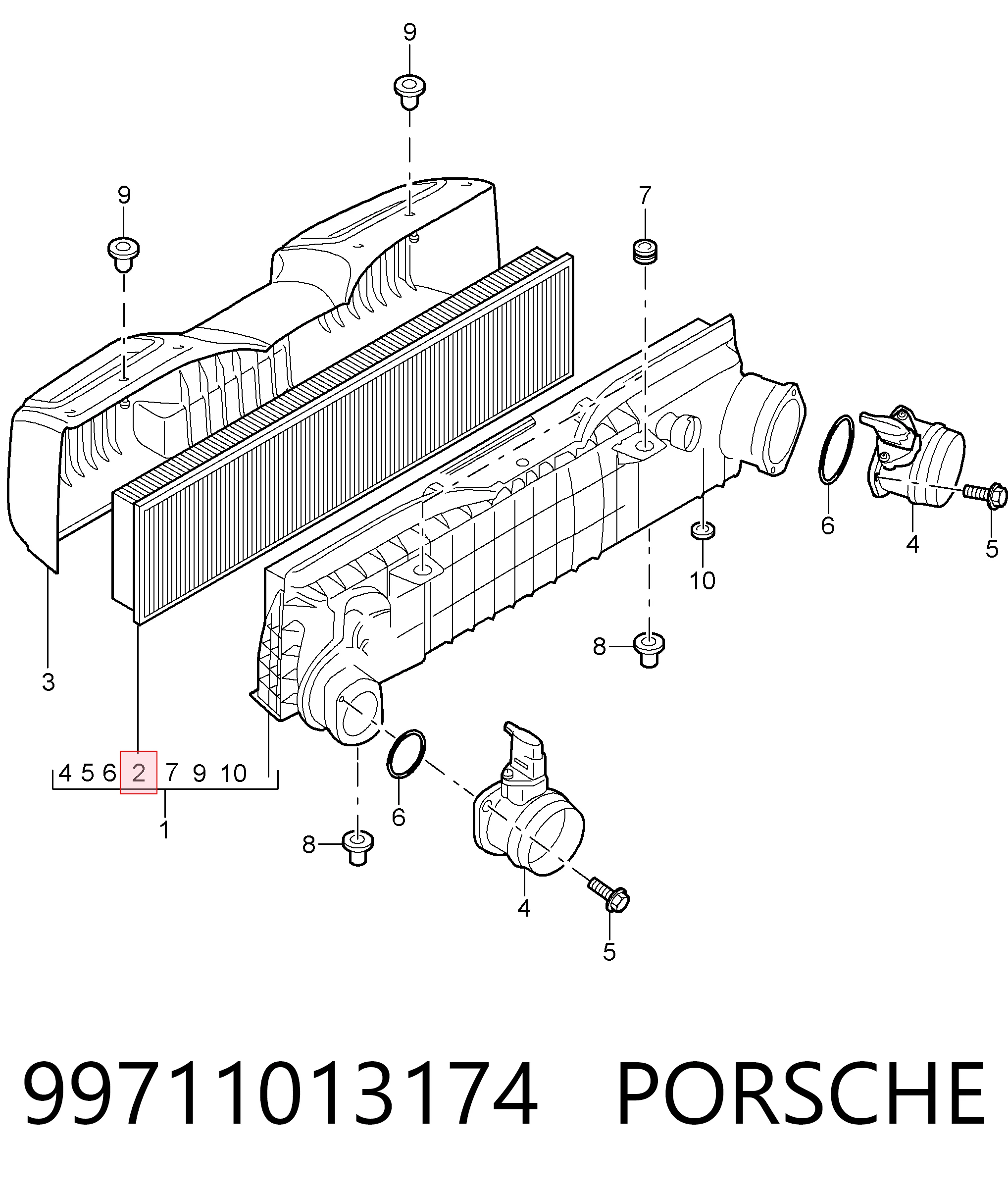 99711013174 Porsche Воздушный фильтр двигателя