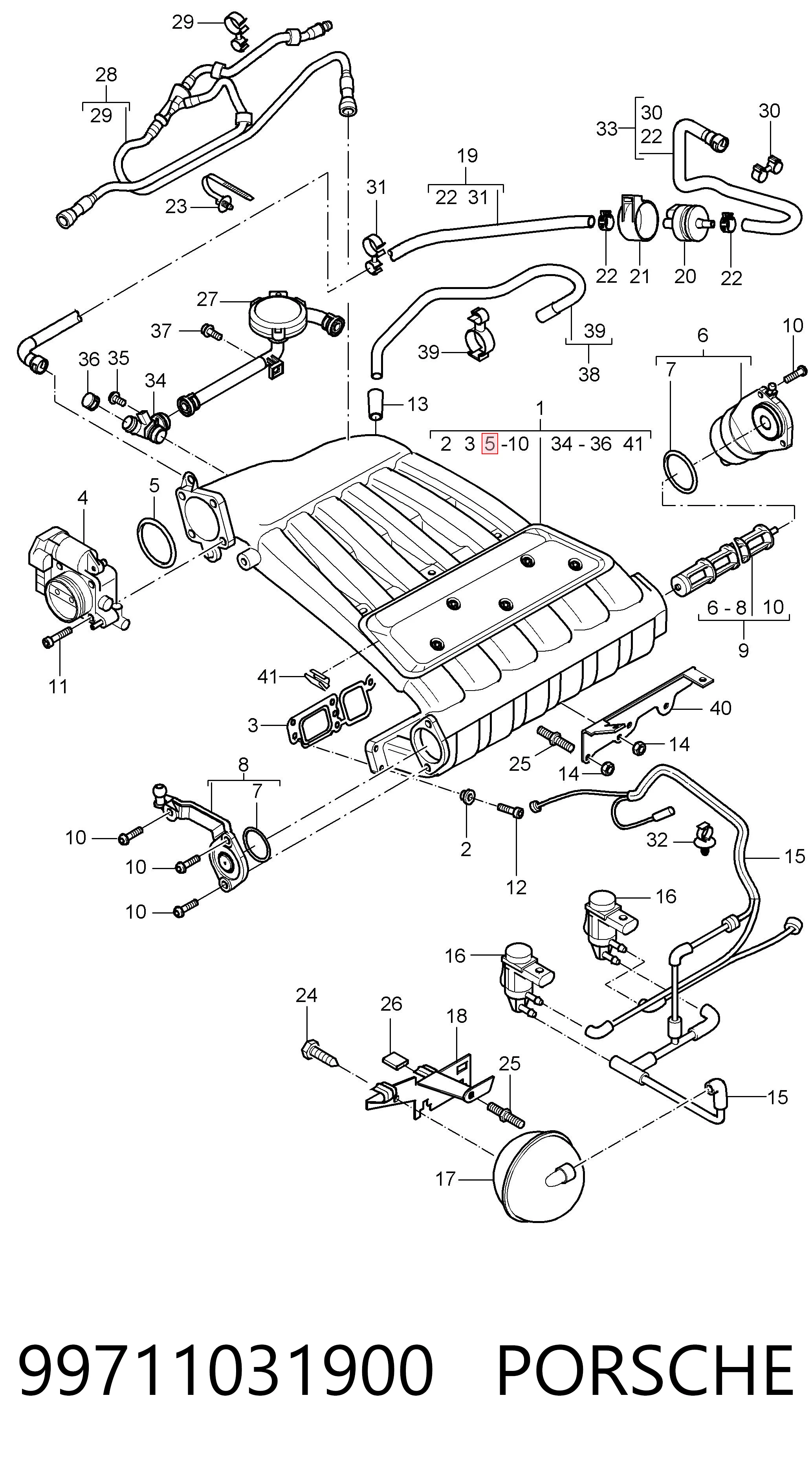 99711031900 Porsche Прокладка дроссельной заслонки
