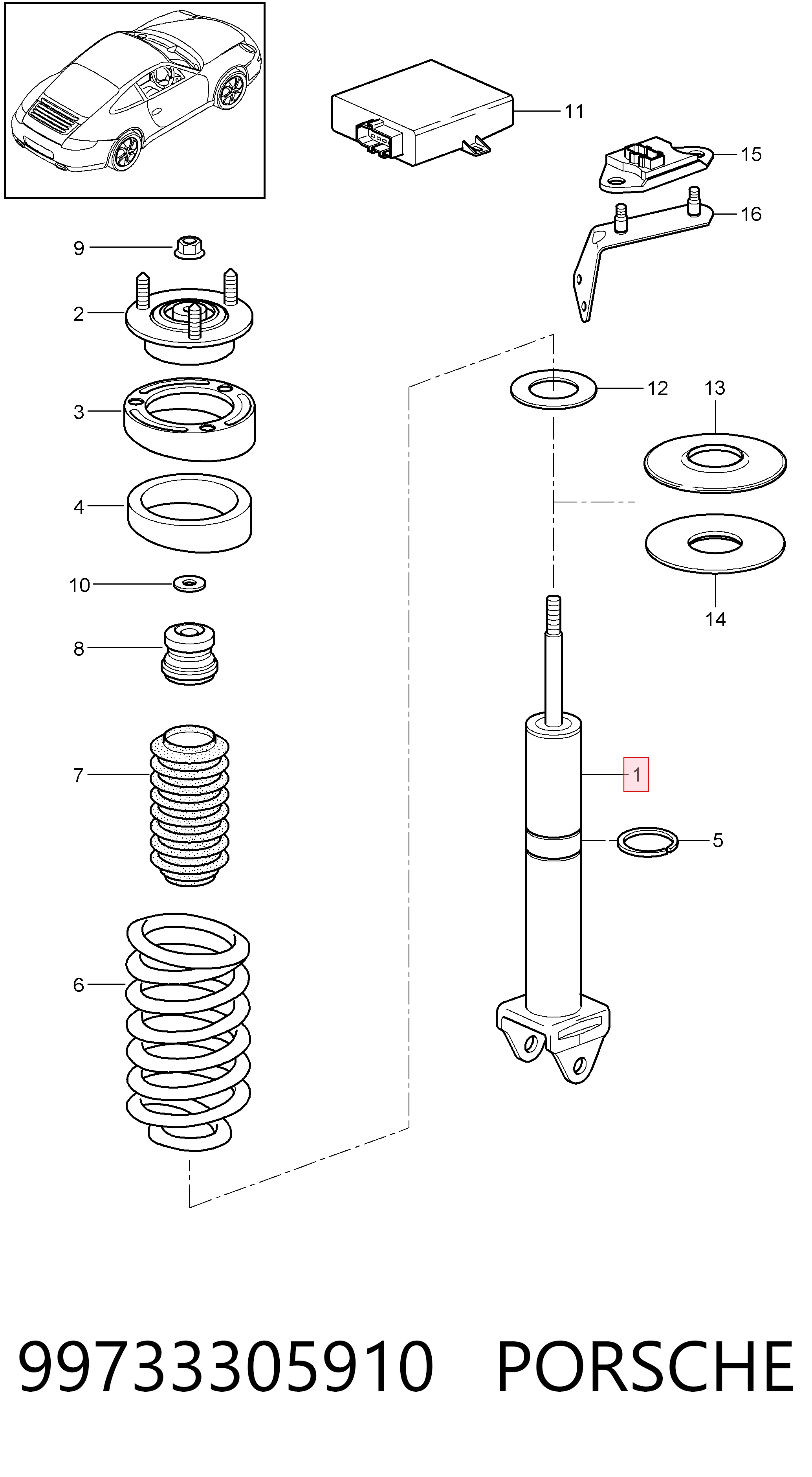 99733305910 Porsche Амортизаторы задние