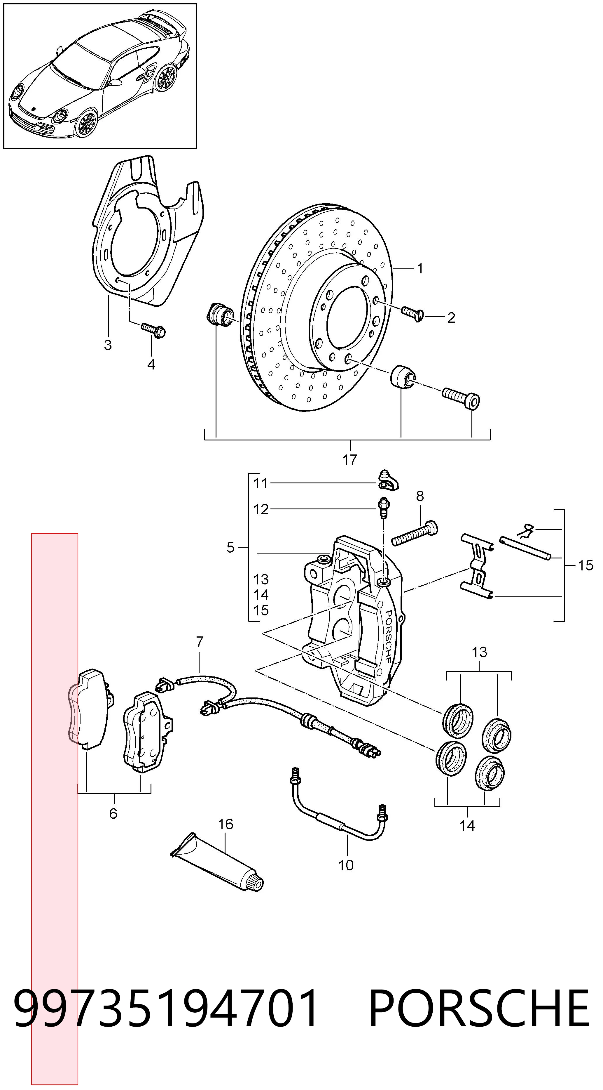 99735194701 Porsche Колодки передние