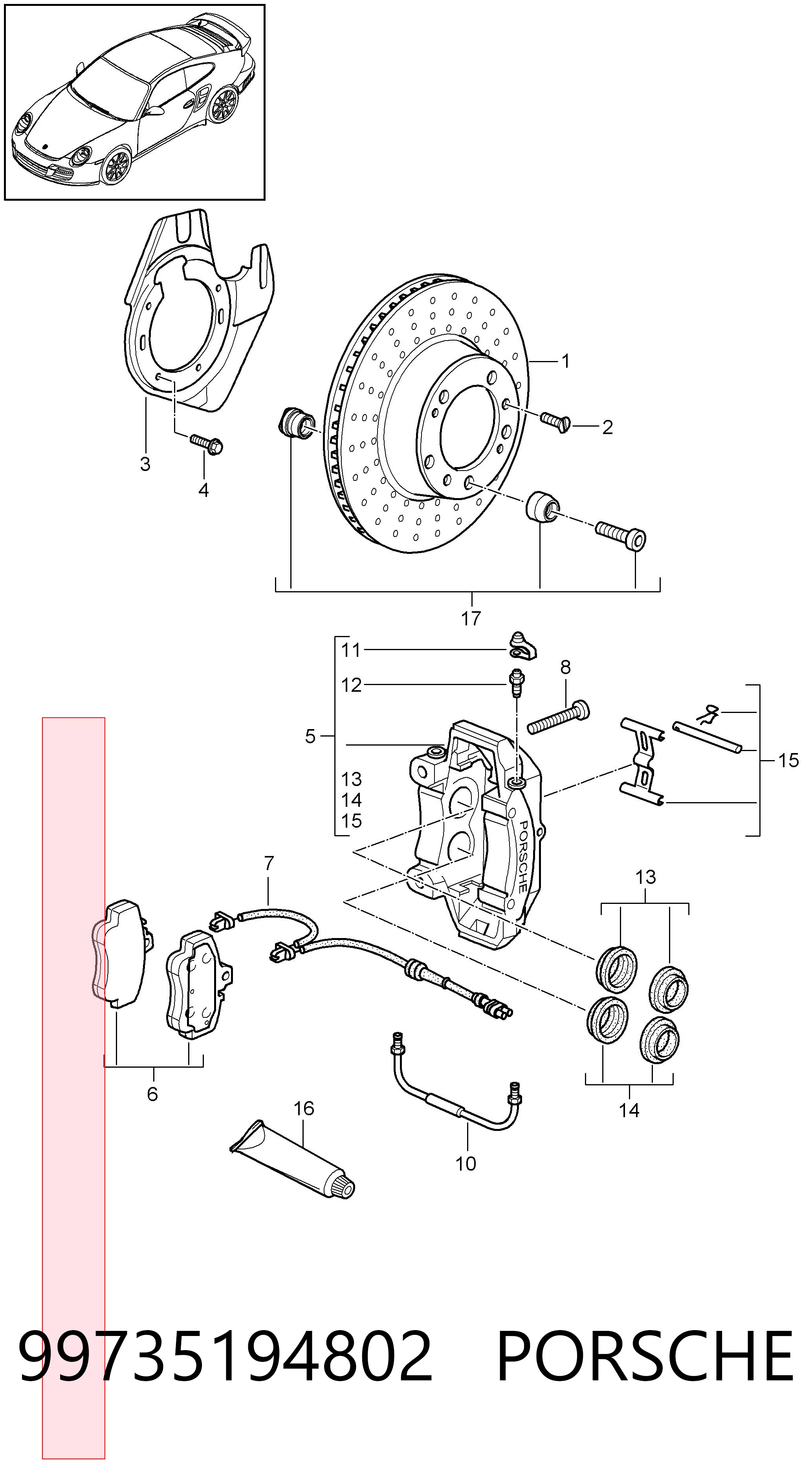 99735194802 Porsche Колодки передние