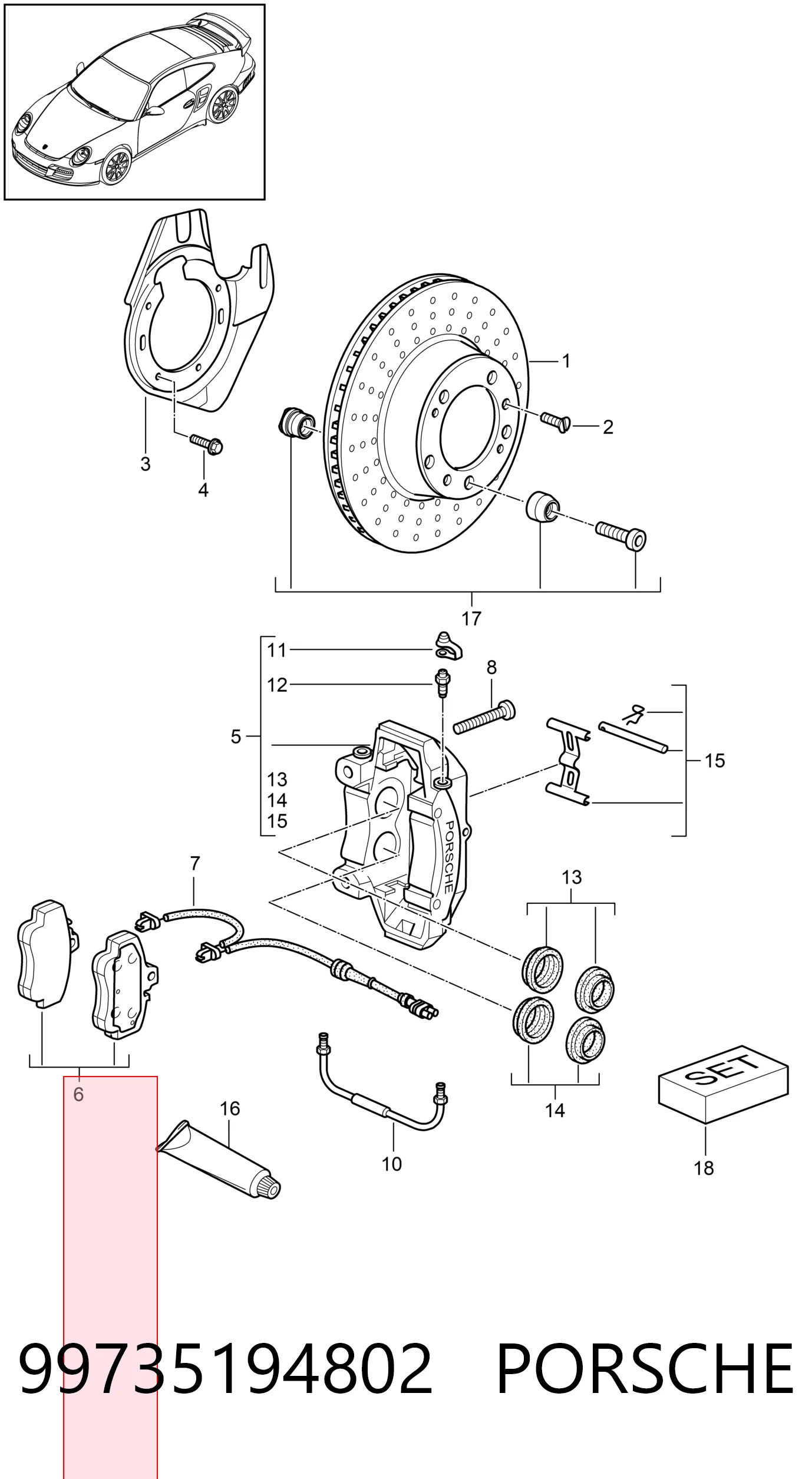 Колодки Porsche 99735194802 цена, от 232.59 USD