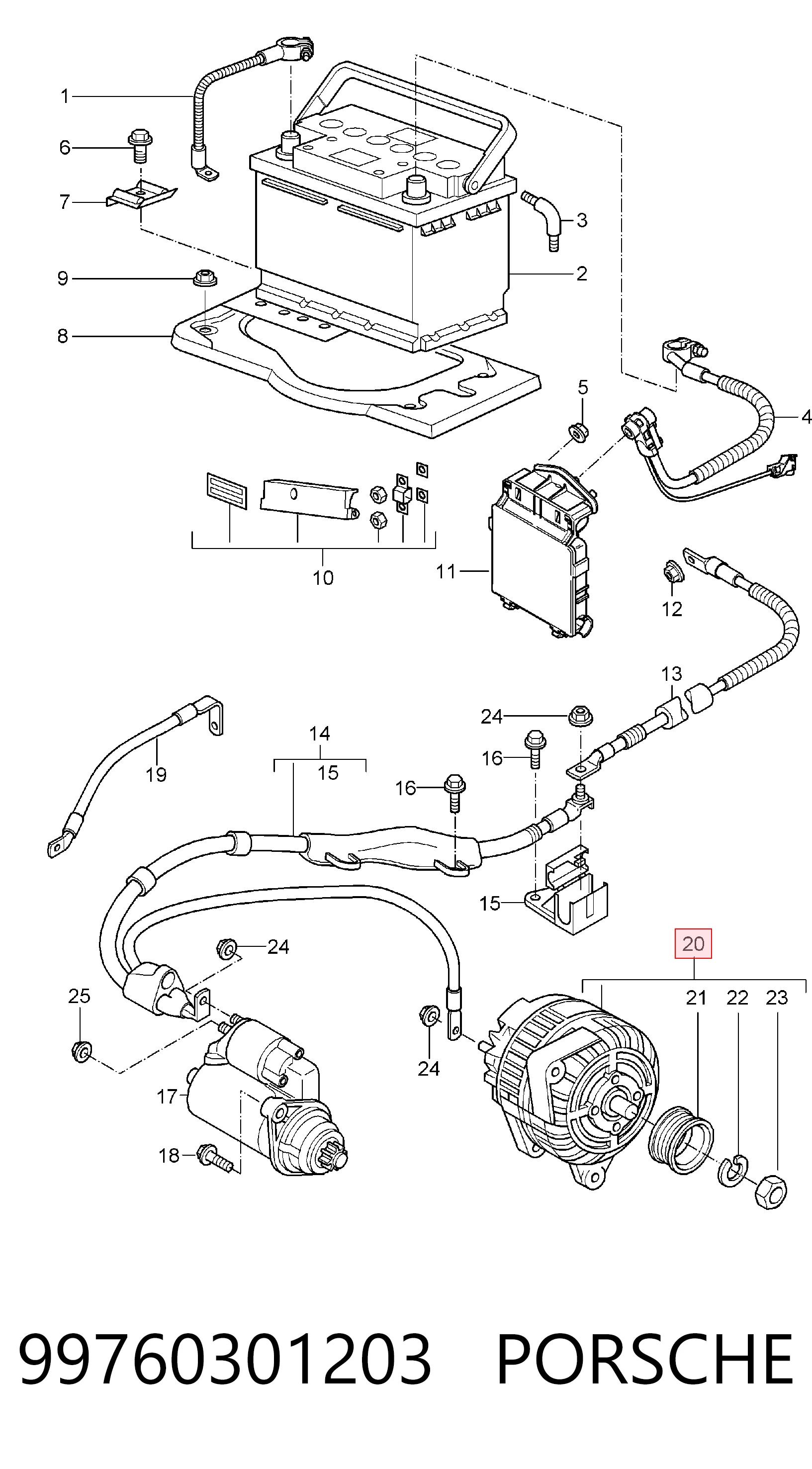 99760301203 Porsche Генератор автомобильный