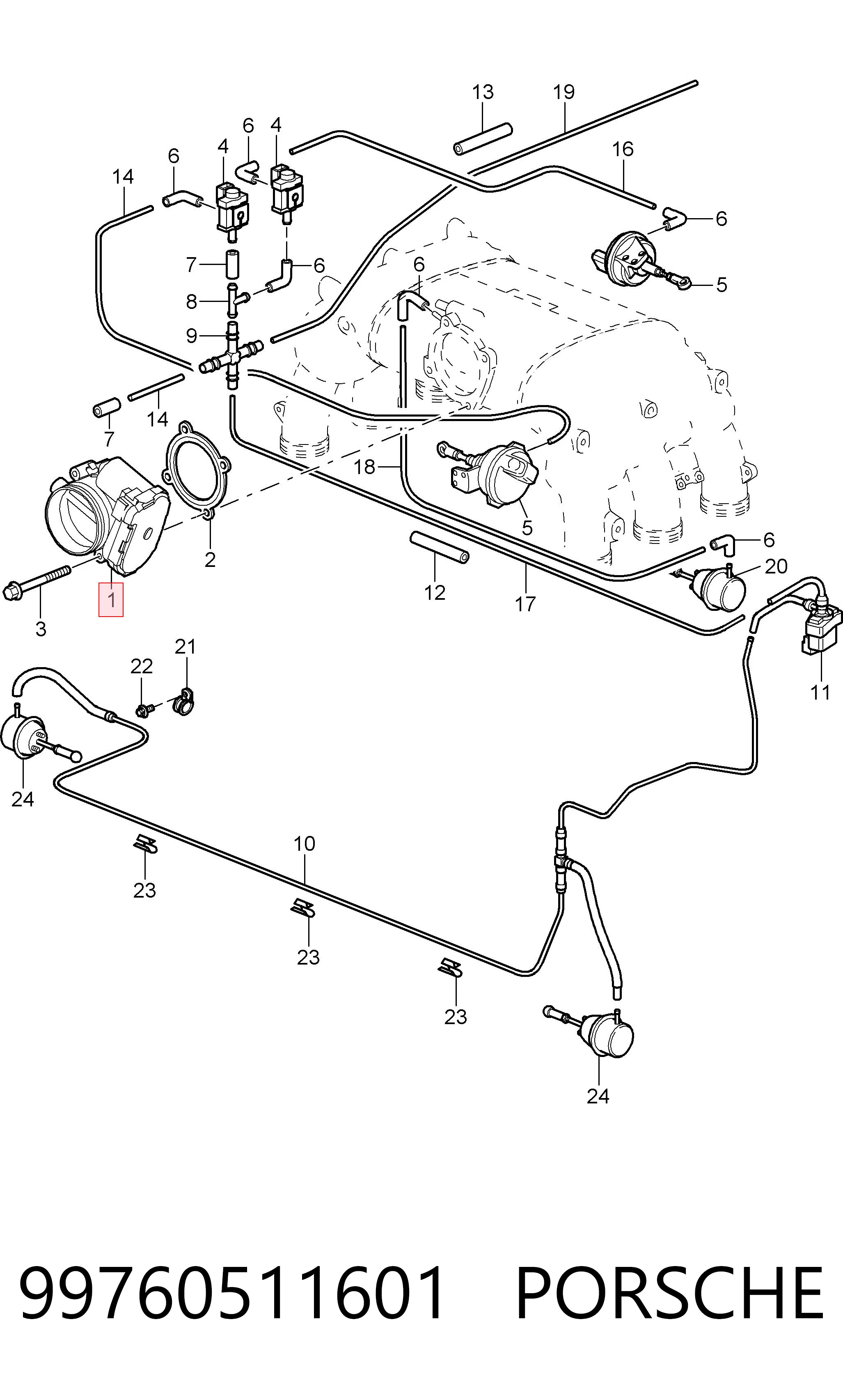 99760511601 Porsche Дроссельная заслонка