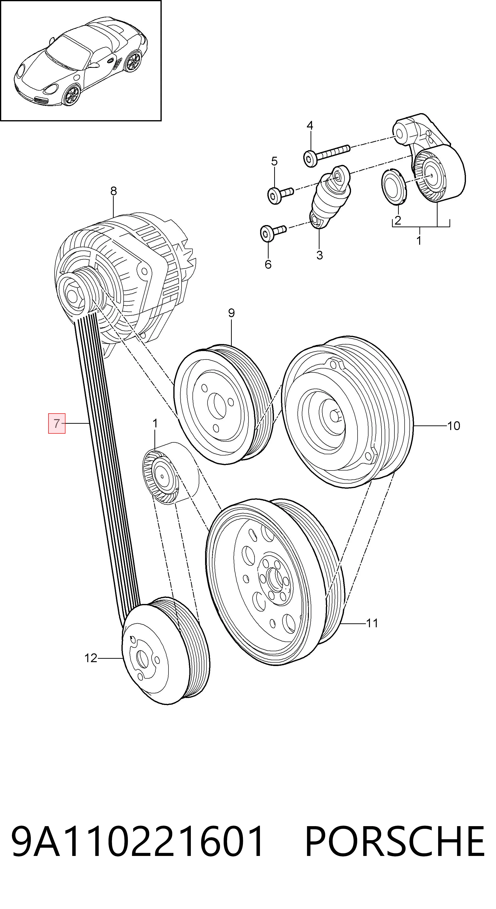 9A110221601 Porsche Поликлиновый ремень