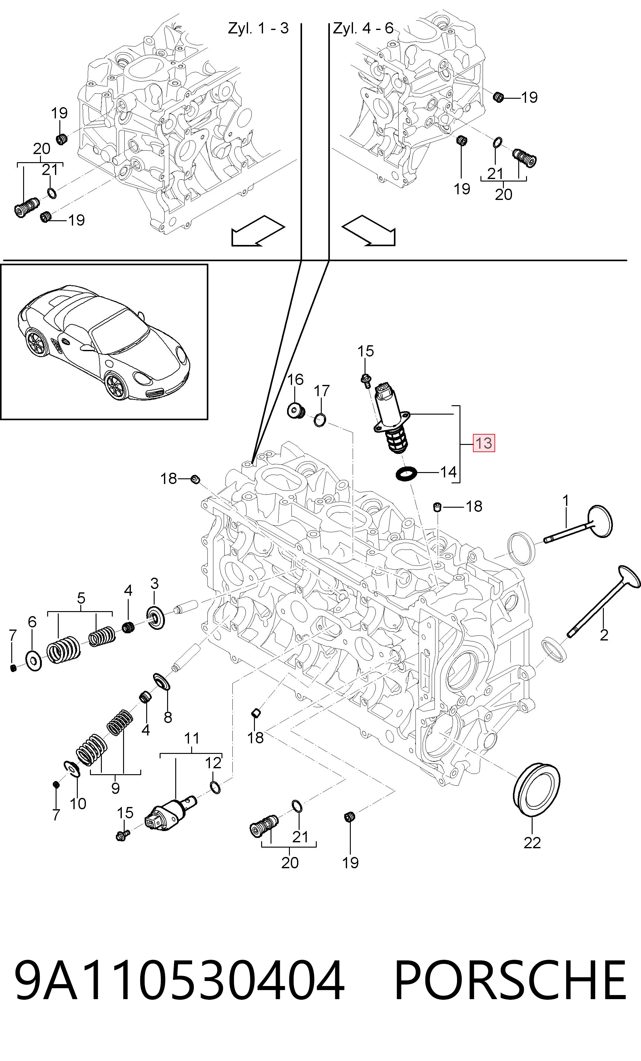 9A110530404 Porsche Клапан положения фаз распредвала