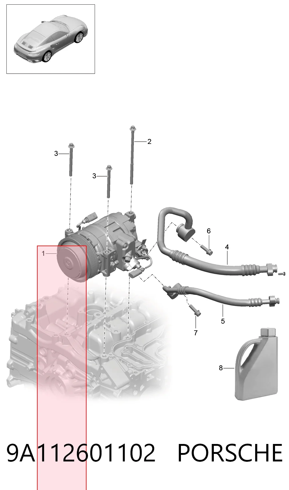 9A112601102 Porsche Компрессор хладагента
