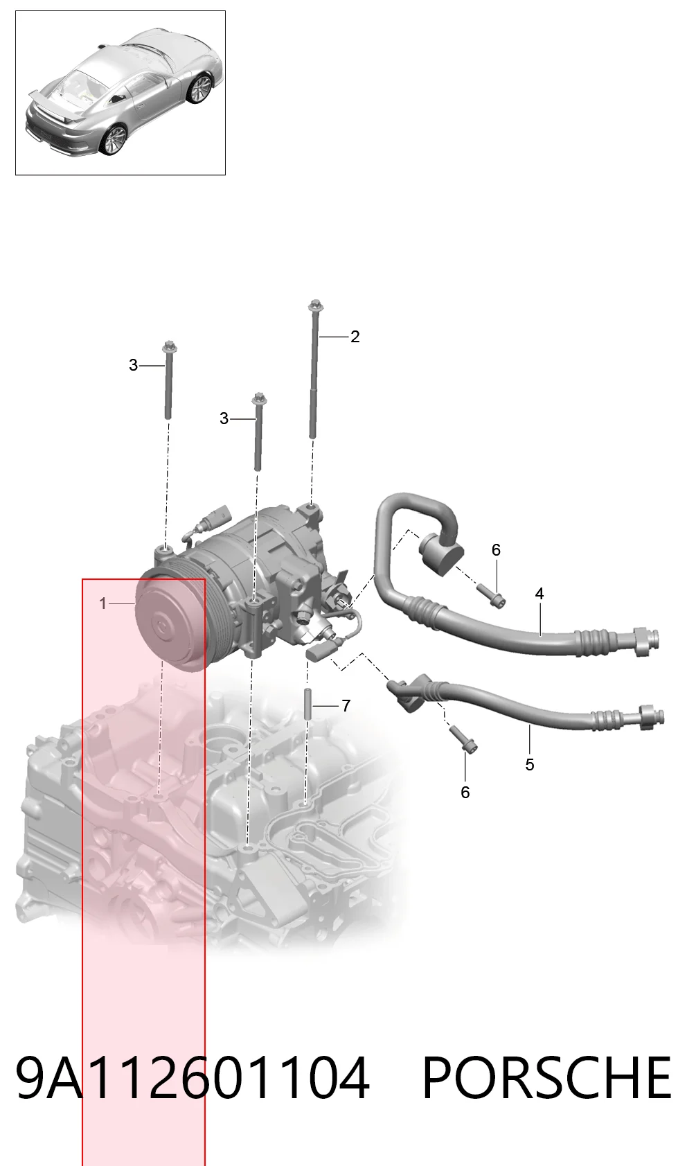 9A112601104 Porsche Компрессор хладагента