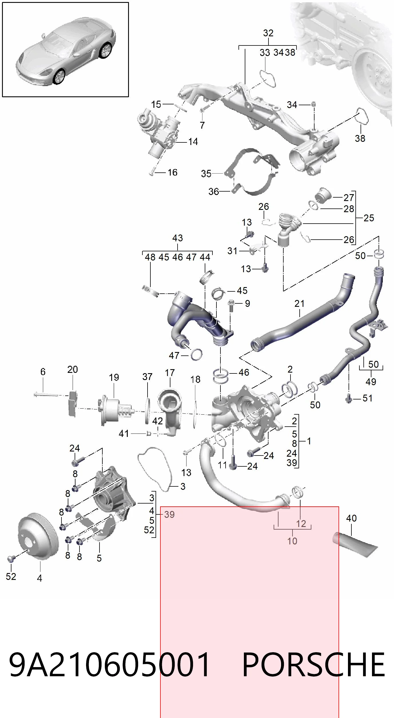 9A210605001 Porsche Насос водяной