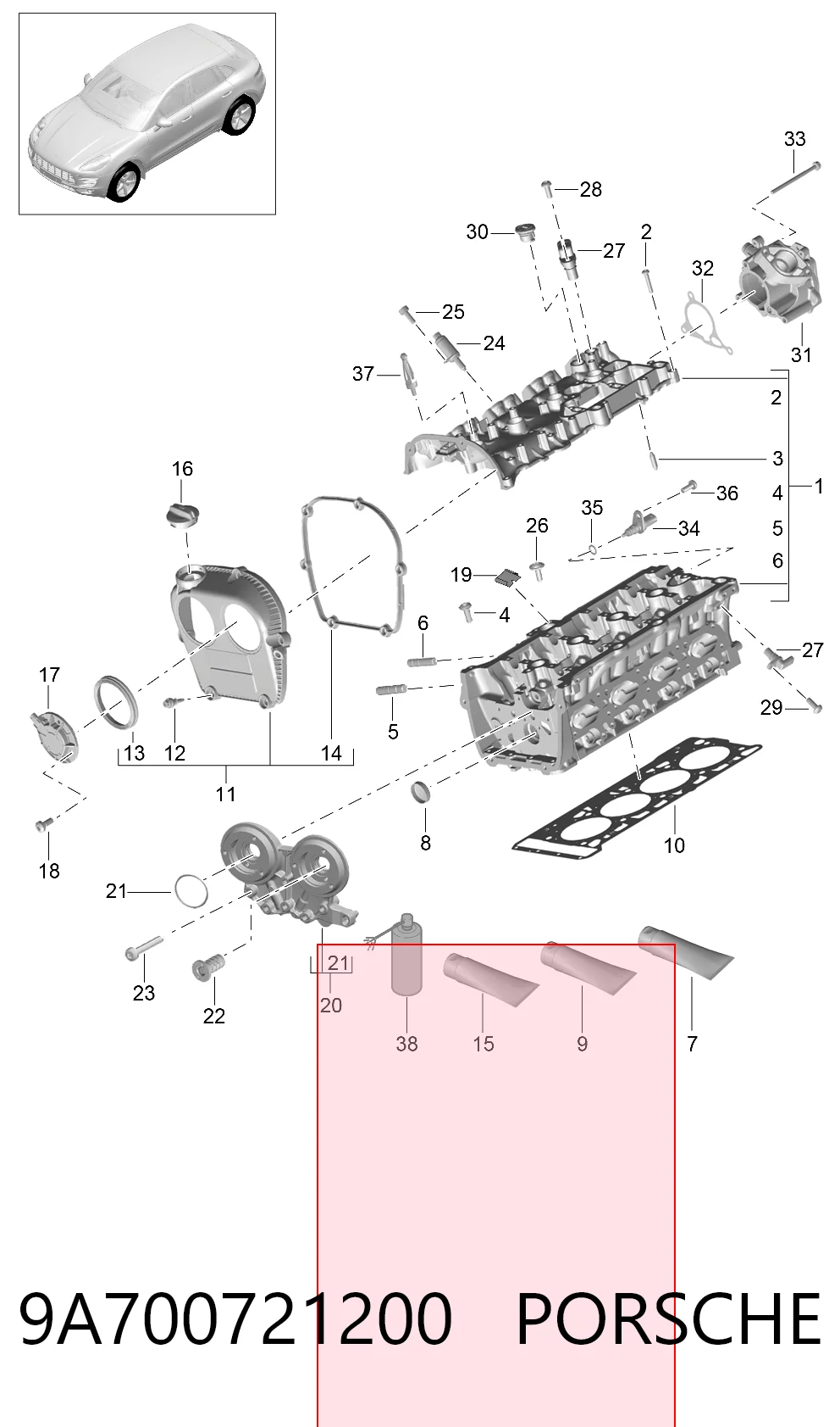 9A700721200 Porsche Уплотнительное компрессионное кольцо, нагнетательного шланга