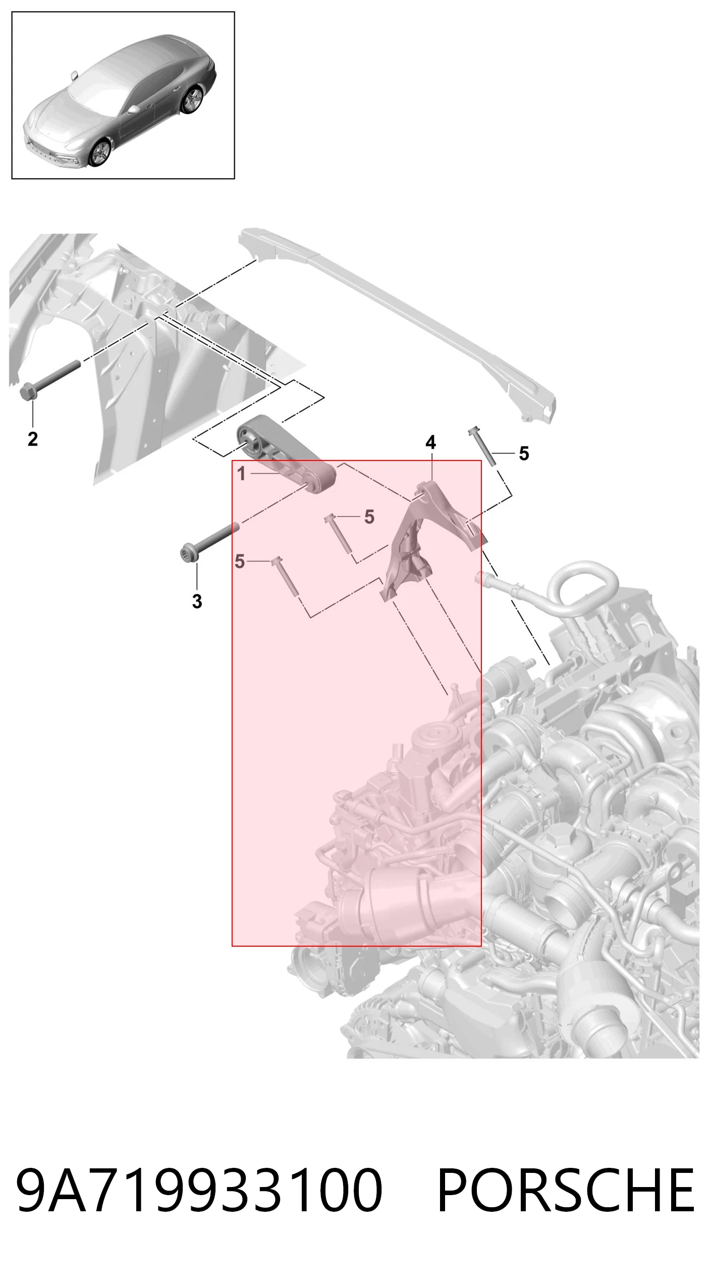 9A719933100 Porsche Опора двигателя правая верхняя