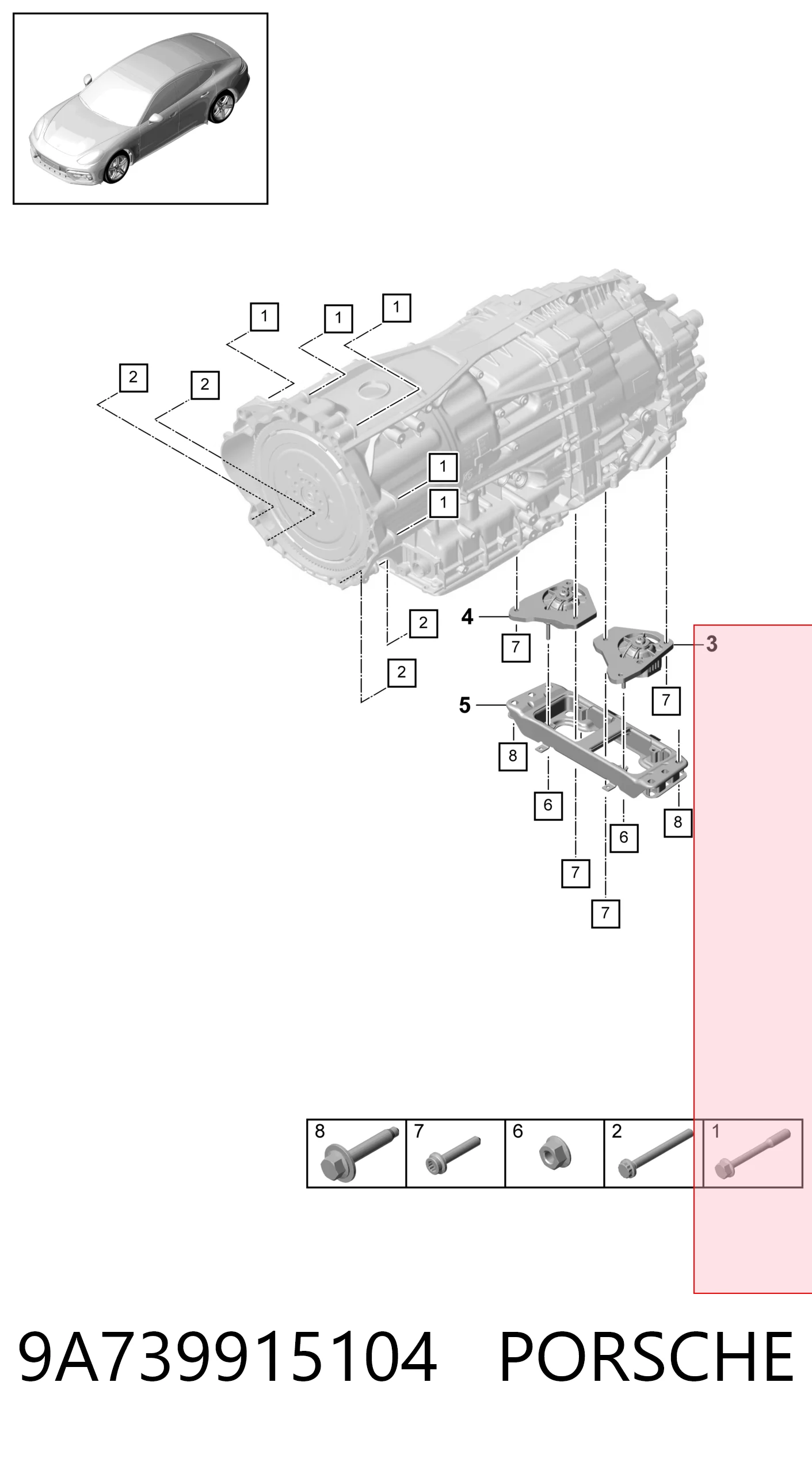 9A739915104 Porsche Подушка трансмиссии (опора коробки передач) левая