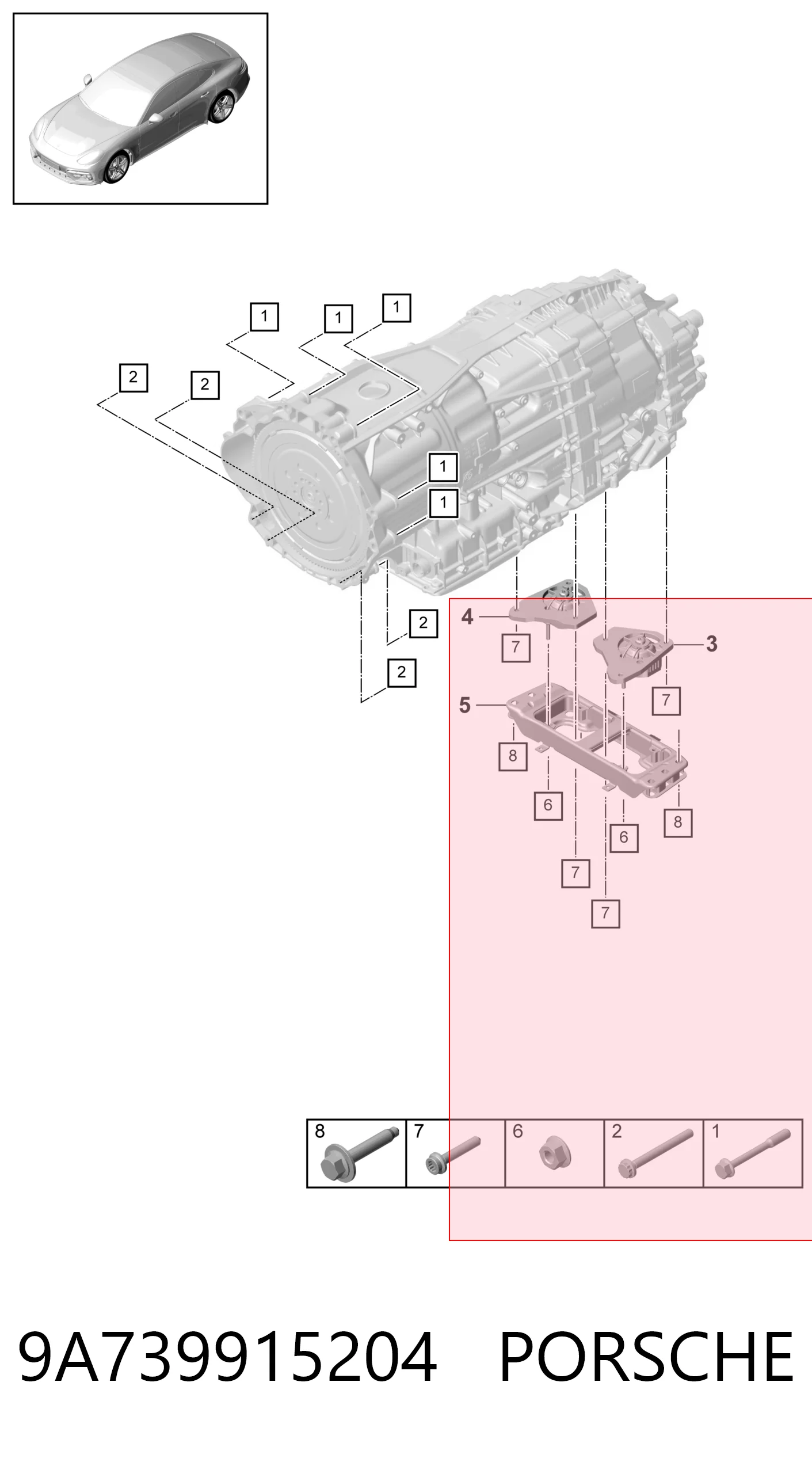 9A739915204 Porsche Подушка трансмиссии (опора коробки передач) правая