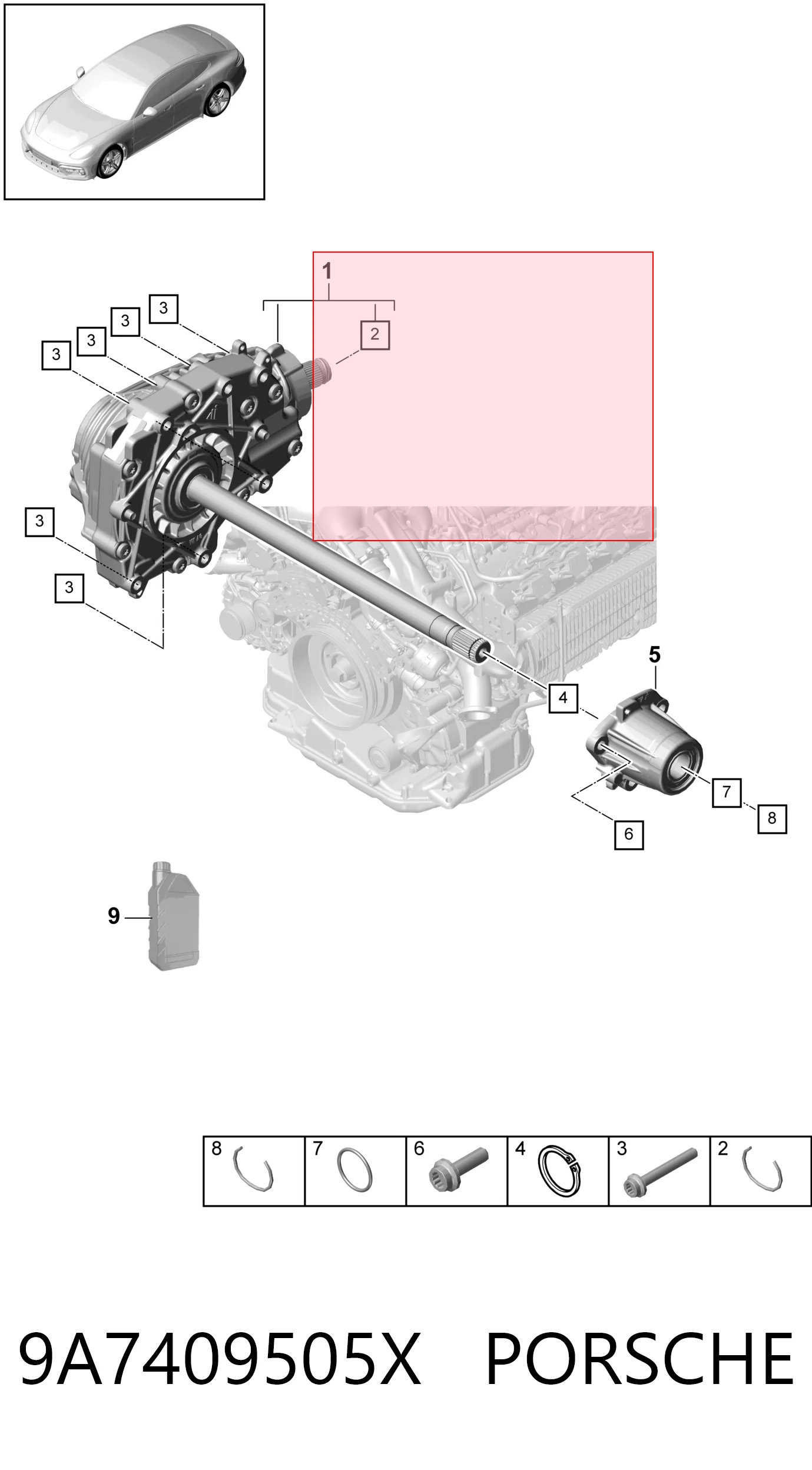 9A7409505X Porsche Раздатка, коробка раздаточная