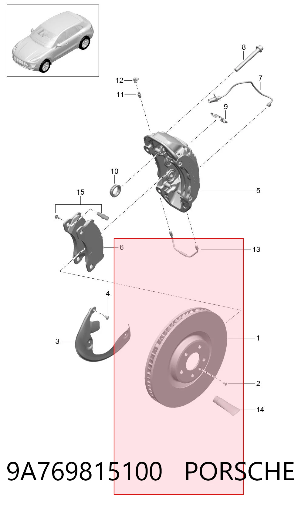9A769815100 Porsche Колодки передние