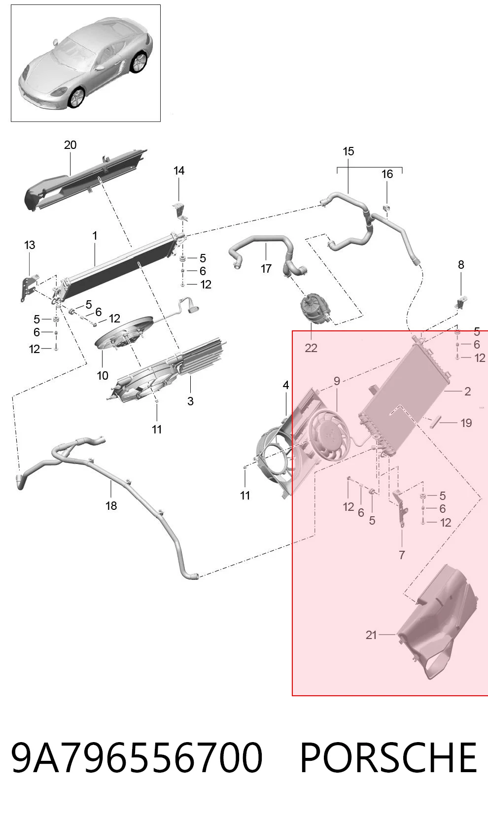 9A796556700 Porsche Водяной насос охлаждения электрический дополнительный