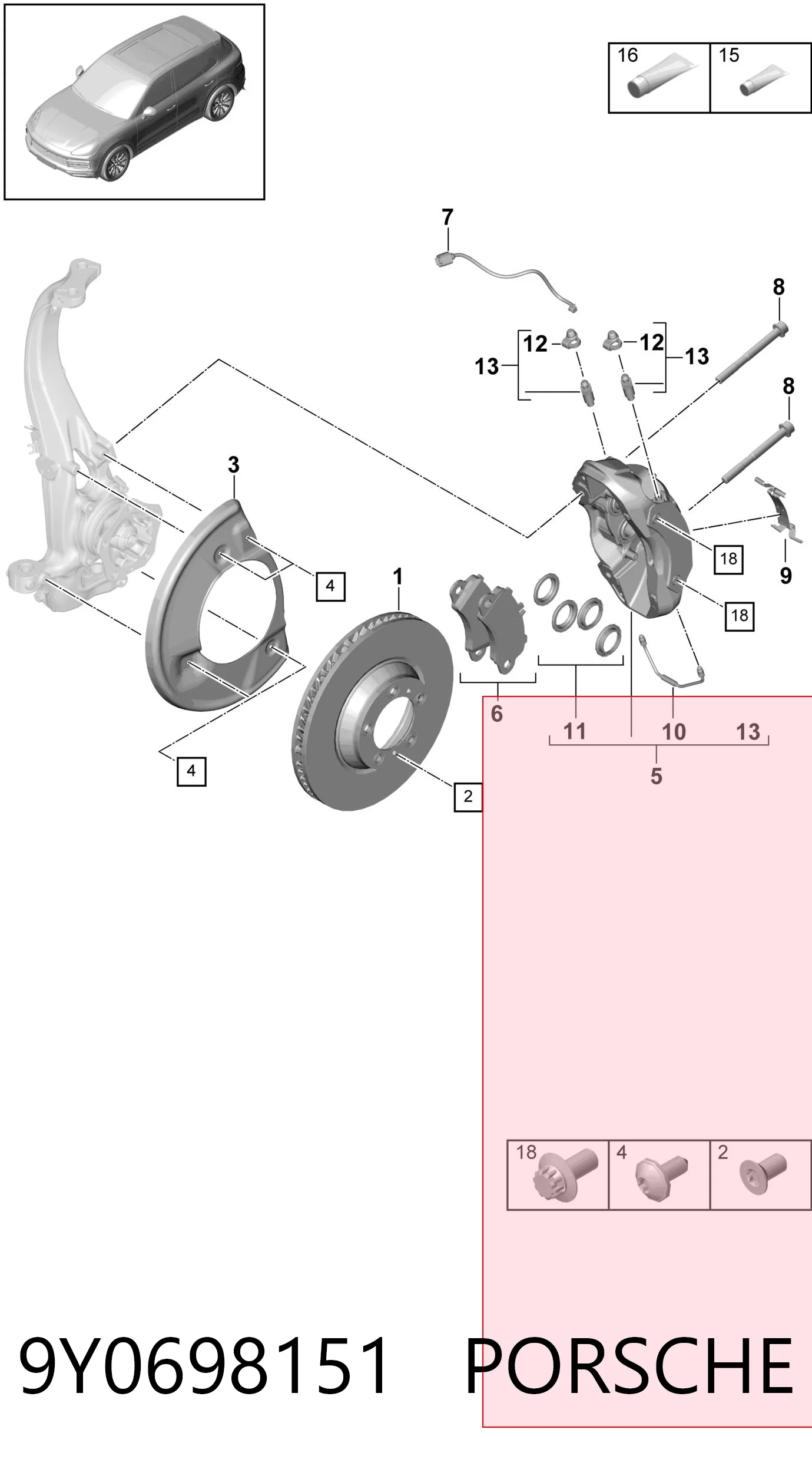 9Y0698151 Porsche Колодки передние