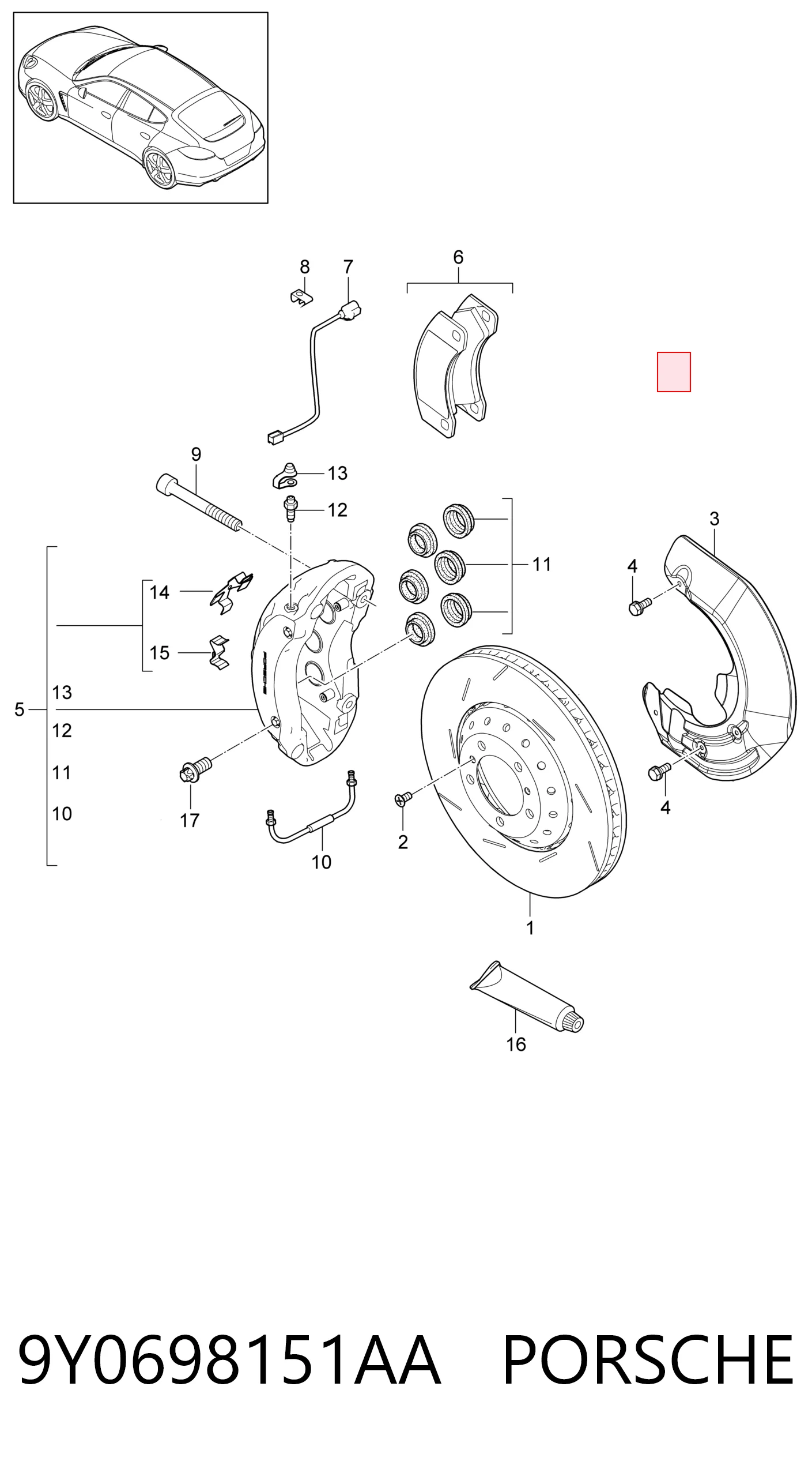 9Y0698151AA Porsche Колодки передние