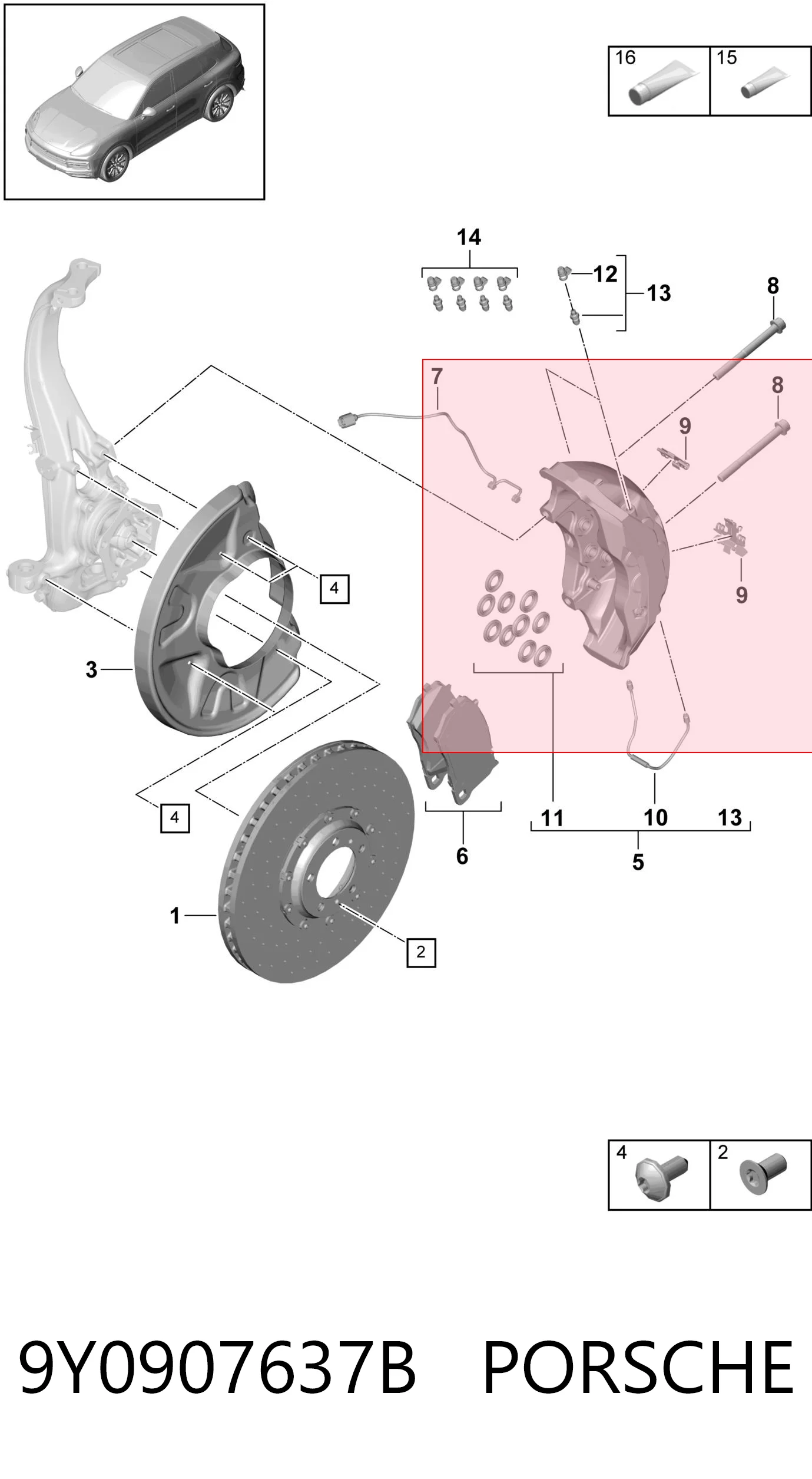 9Y0907637B Porsche Датчик износа тормозных колодок